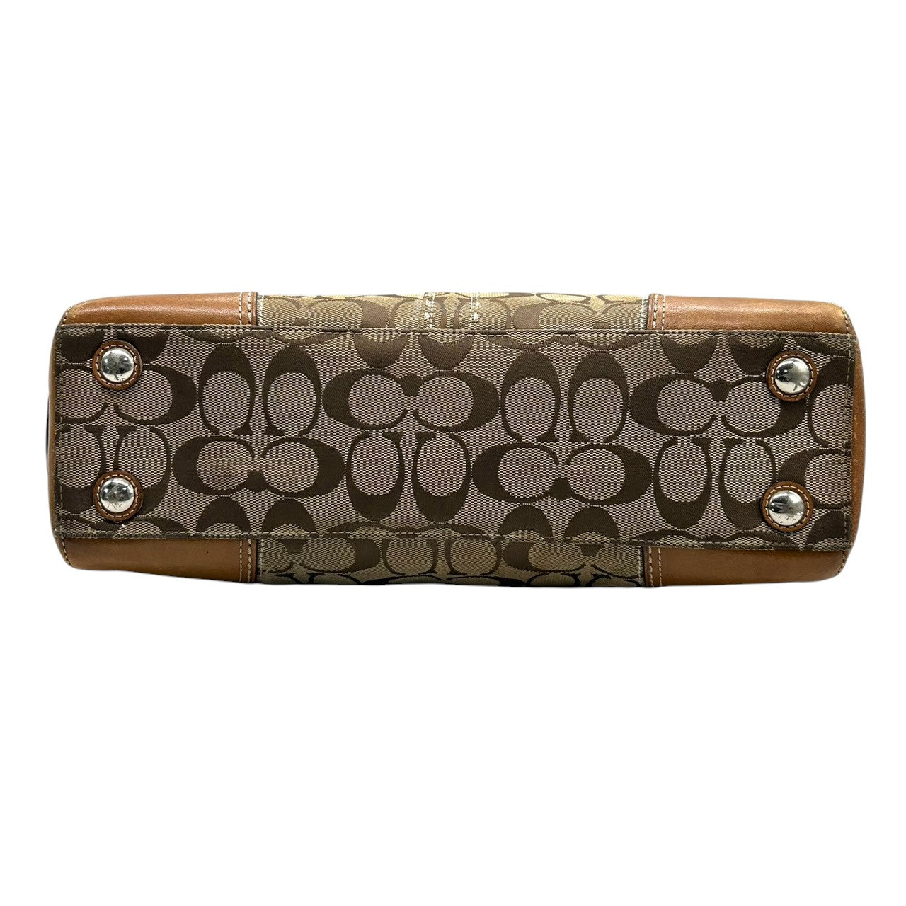 コーチ ハンプトンズ シグネチャー キャリーオール トートバッグ ハンドバッグ K0771-11589 キャンバス レザー ブラウン A4収納可 ターンロック レディース 通勤通学 ビジネス ワンショルダー 自立可 クラシック 定番人気モデル s39