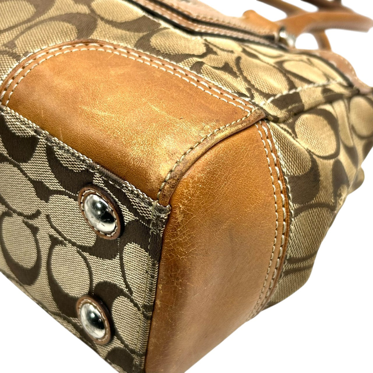 コーチ ハンプトンズ シグネチャー キャリーオール トートバッグ ハンドバッグ K0771-11589 キャンバス レザー ブラウン A4収納可 ターンロック レディース 通勤通学 ビジネス ワンショルダー 自立可 クラシック 定番人気モデル s39