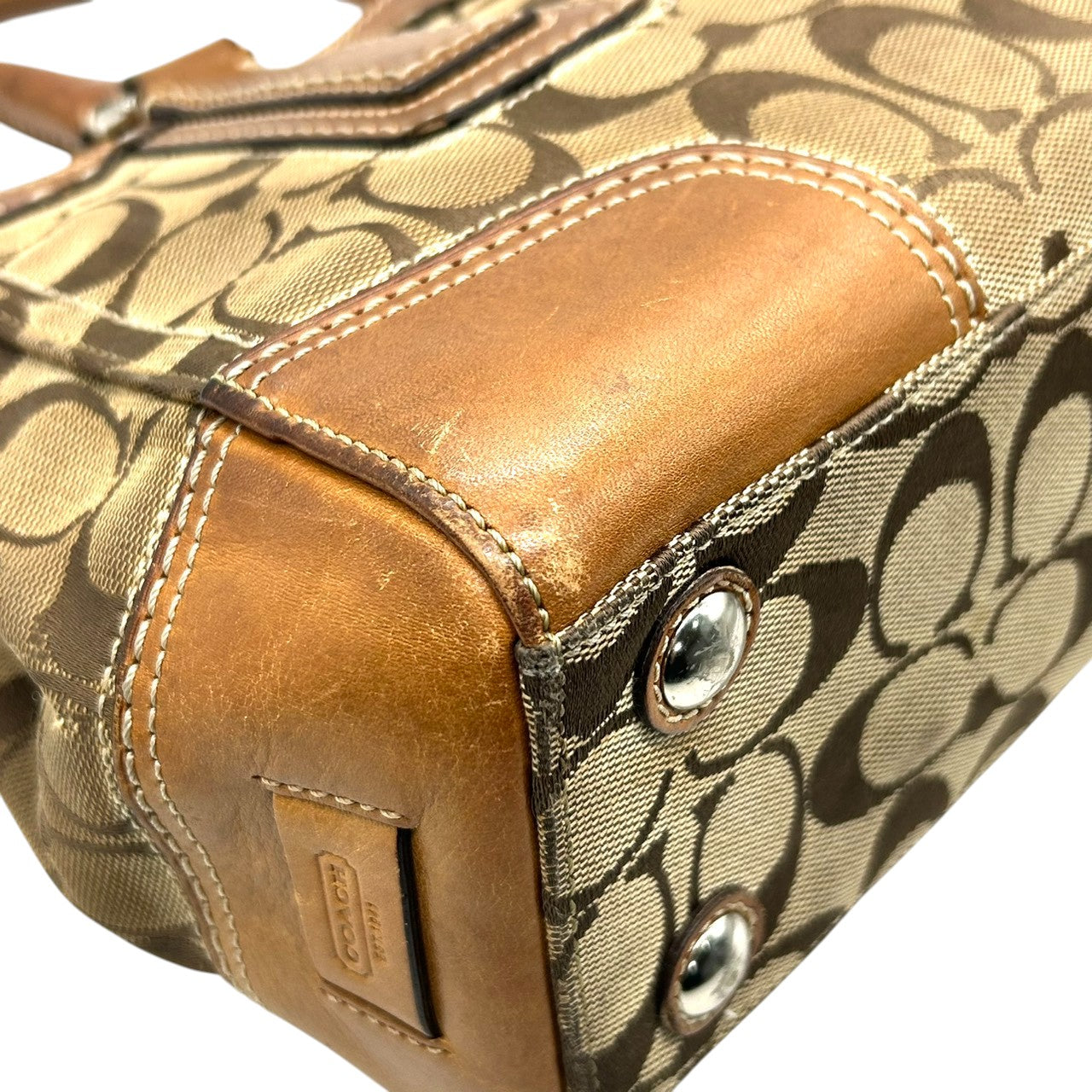 コーチ ハンプトンズ シグネチャー キャリーオール トートバッグ ハンドバッグ K0771-11589 キャンバス レザー ブラウン A4収納可 ターンロック レディース 通勤通学 ビジネス ワンショルダー 自立可 クラシック 定番人気モデル s39