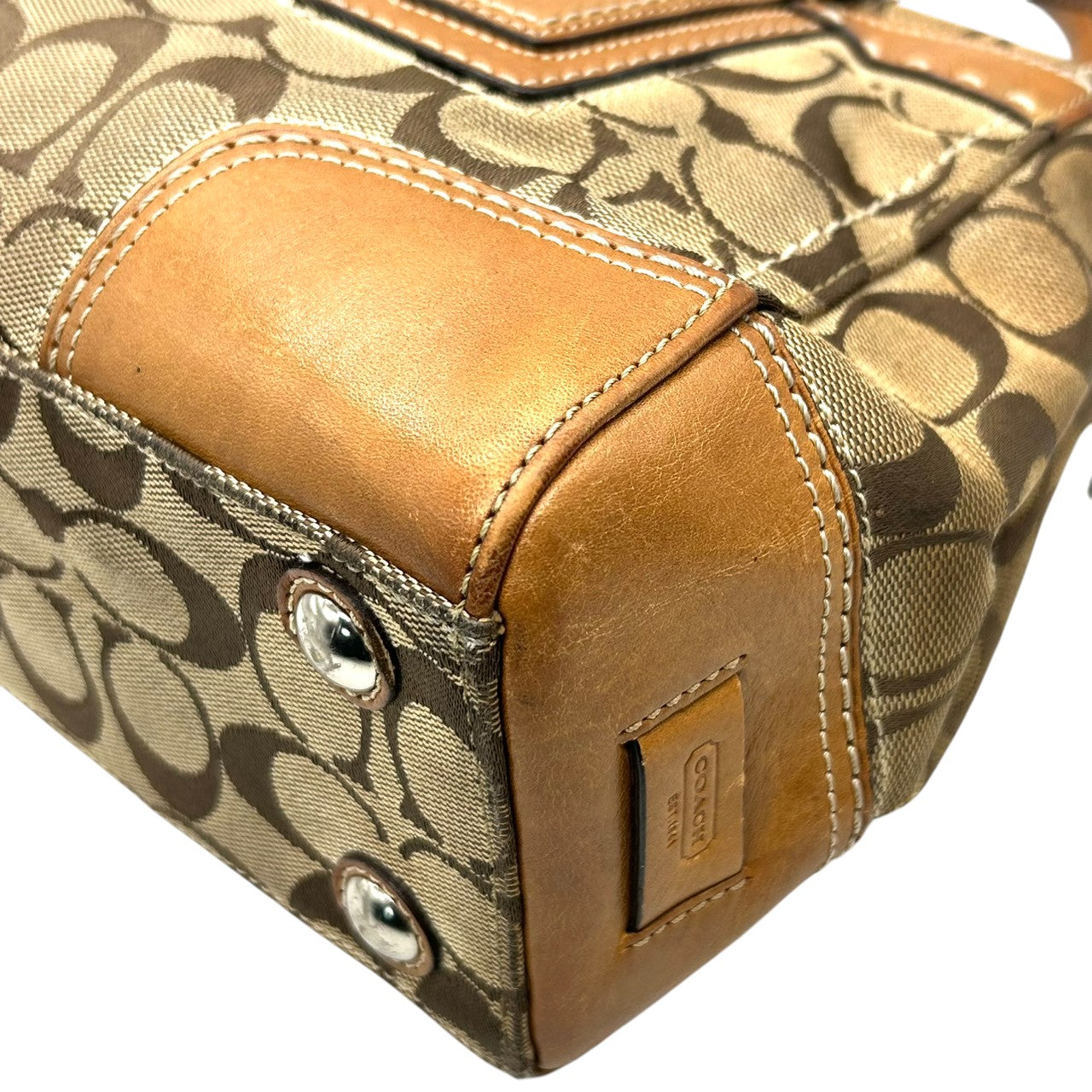 コーチ ハンプトンズ シグネチャー キャリーオール トートバッグ ハンドバッグ K0771-11589 キャンバス レザー ブラウン A4収納可 ターンロック レディース 通勤通学 ビジネス ワンショルダー 自立可 クラシック 定番人気モデル s39