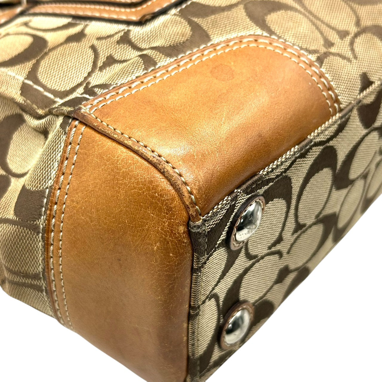 コーチ ハンプトンズ シグネチャー キャリーオール トートバッグ ハンドバッグ K0771-11589 キャンバス レザー ブラウン A4収納可 ターンロック レディース 通勤通学 ビジネス ワンショルダー 自立可 クラシック 定番人気モデル s39