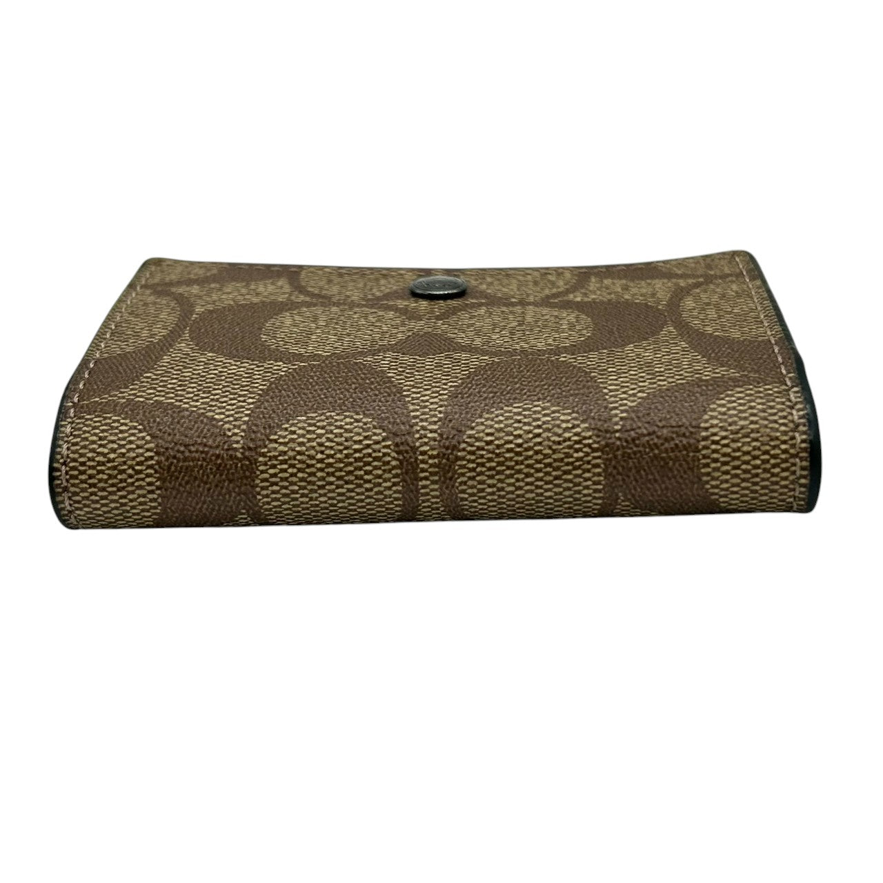 【美品】コーチ 5連 キーケース シグネチャー Cロゴ 総柄 PVC レザー ブラウン ブラック メンズ レディース 男女兼用 コンパクト COACH クラシック 定番 人気モデル キーホルダー キーリング 三つ折り スナップ開閉 w2