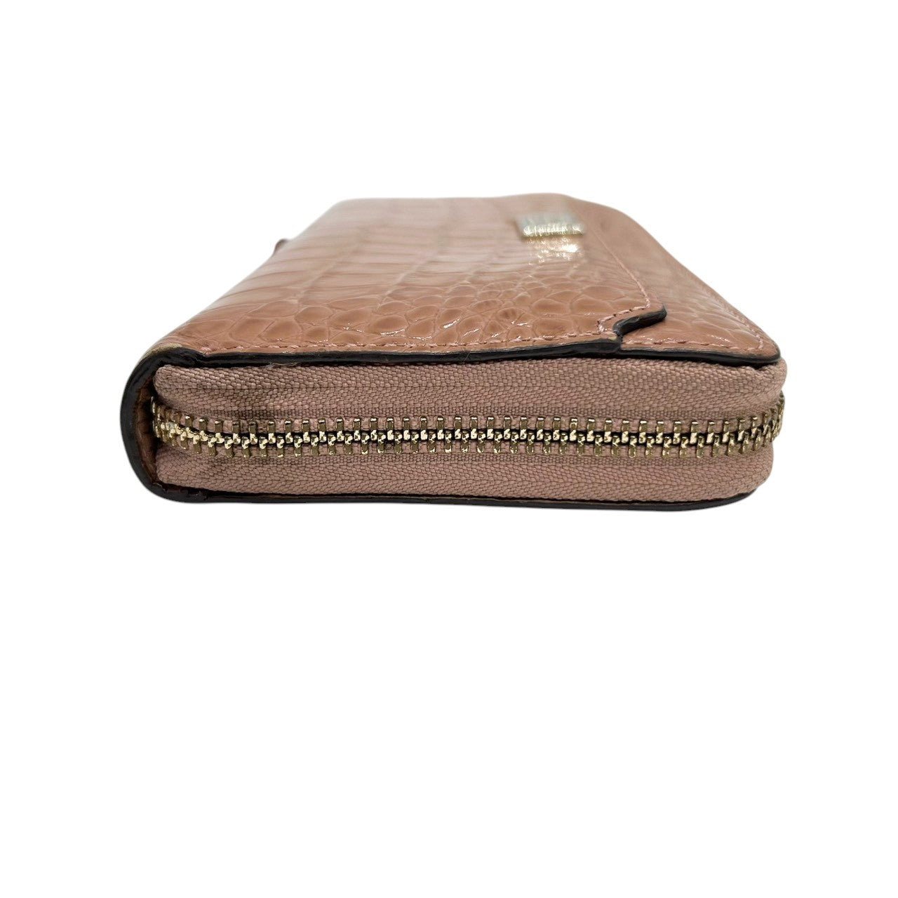 コーチ 長財布 ラウンドファスナーウォレット 型押しレザー パテント ピンク レディース COACH ロゴプレート エレガント フェミニン 大容量 カード収納豊富 ラウンドジップ エナメル素材 クラシックデザイン w2