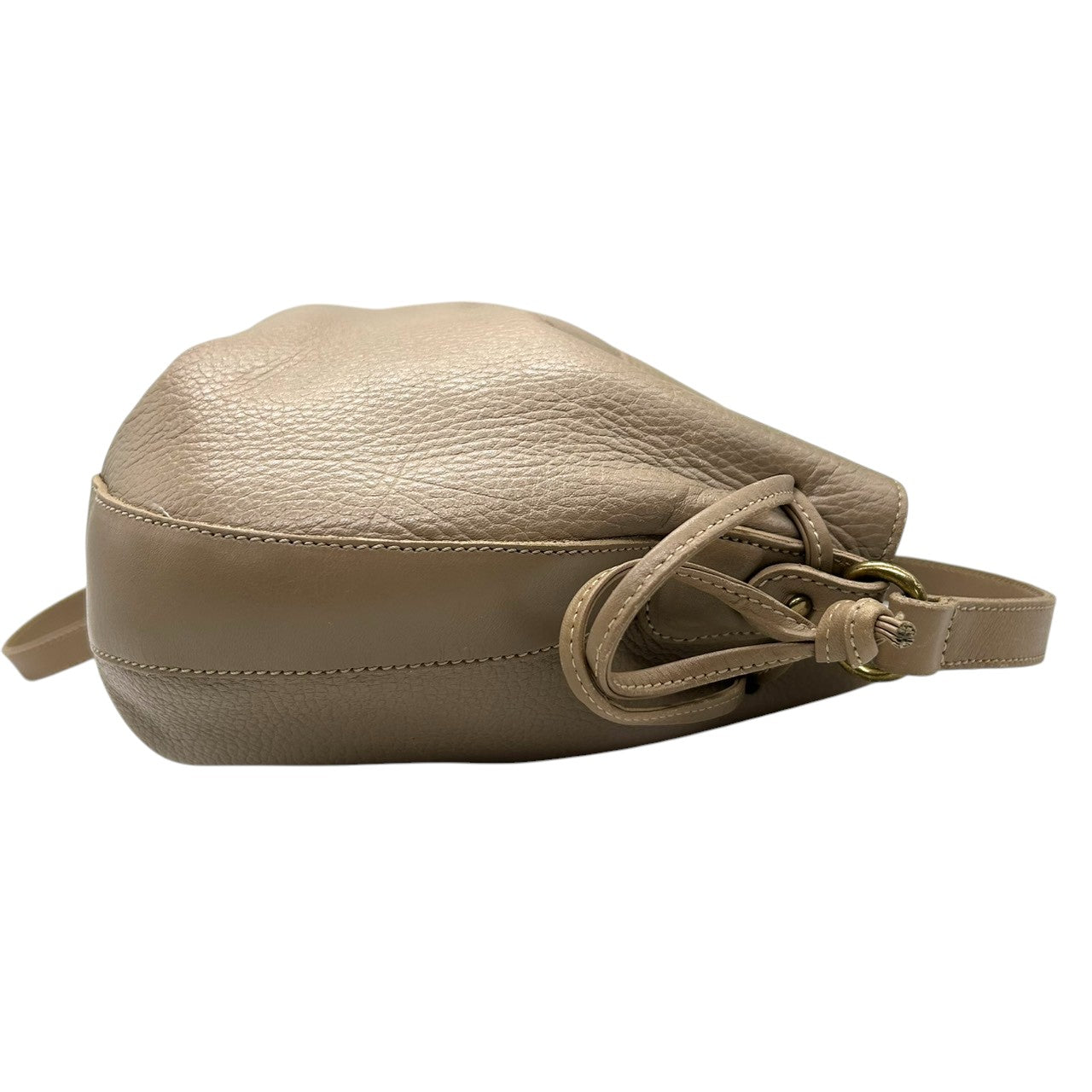 【美品】希少 USA製 コーチ オールドコーチ 巾着型 ショルダーバッグ バケットバッグ グラブタンレザー 本革 ベージュ グレージュ レディース 斜め掛け可 クラシックデザイン エレガント ビンテージ COACH s44