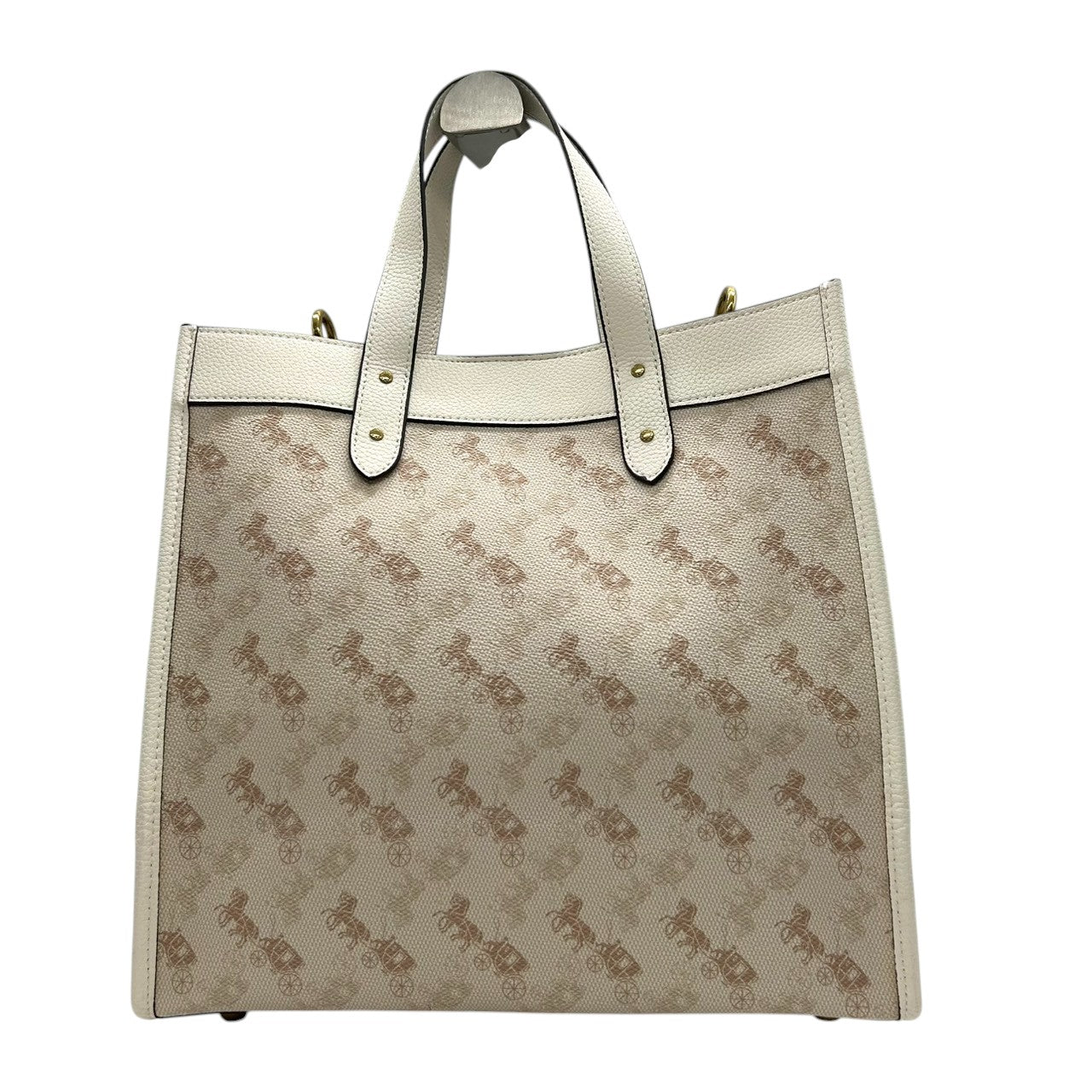 【極美品／未使用級】コーチ フィールドトート 30 2WAY ショルダーバッグ 89148 ホースアンドキャリッジ 馬車柄 PVC レザー ホワイト A4可 レディース 斜め掛け可 自立可 COACH トートバッグ s61