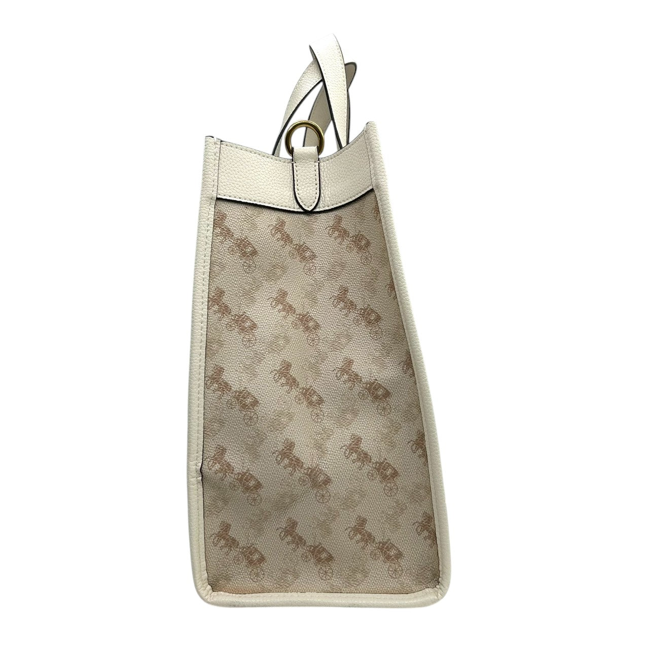 【極美品／未使用級】コーチ フィールドトート 30 2WAY ショルダーバッグ 89148 ホースアンドキャリッジ 馬車柄 PVC レザー ホワイト A4可 レディース 斜め掛け可 自立可 COACH トートバッグ s61