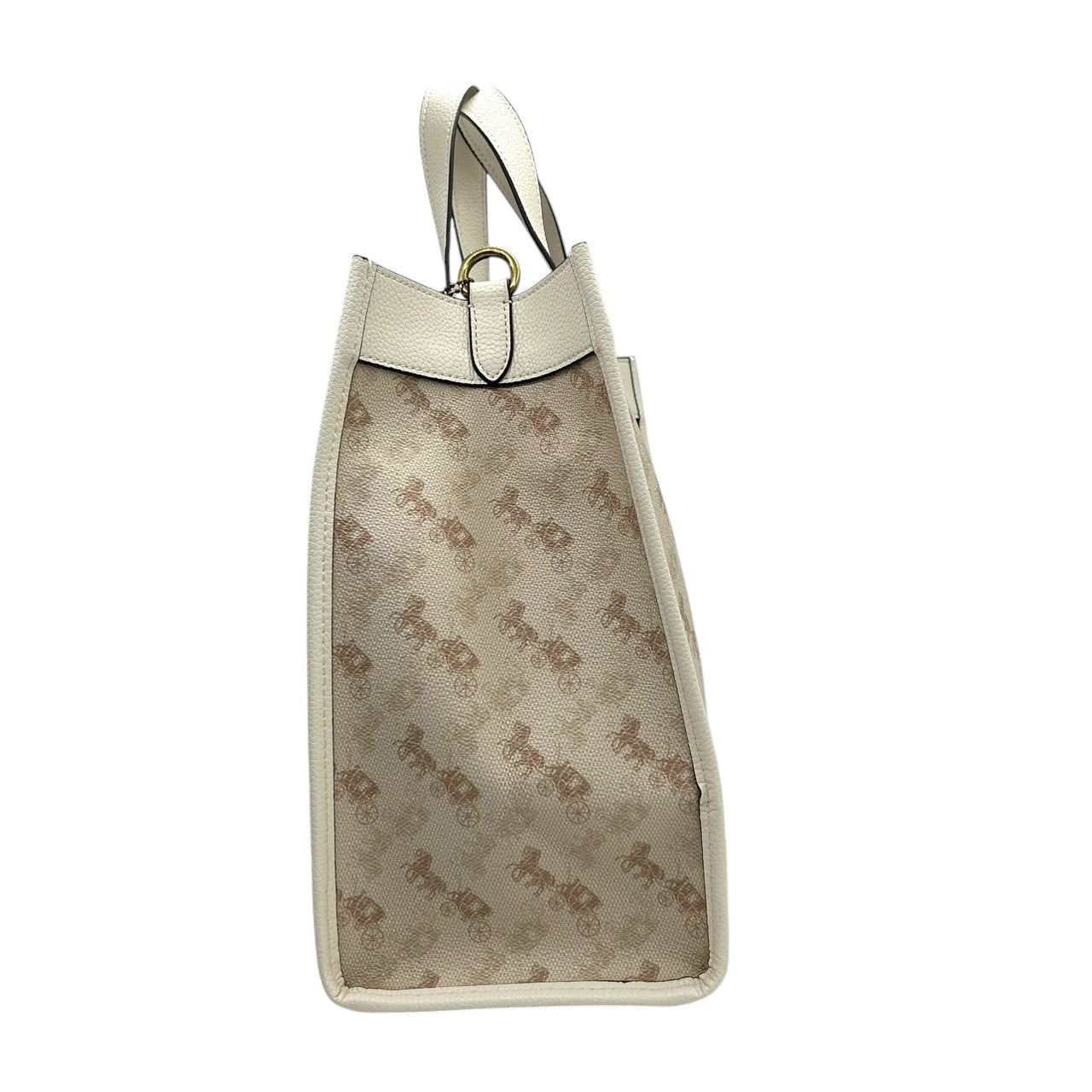 【極美品／未使用級】コーチ フィールドトート 30 2WAY ショルダーバッグ 89148 ホースアンドキャリッジ 馬車柄 PVC レザー ホワイト A4可 レディース 斜め掛け可 自立可 COACH トートバッグ s61