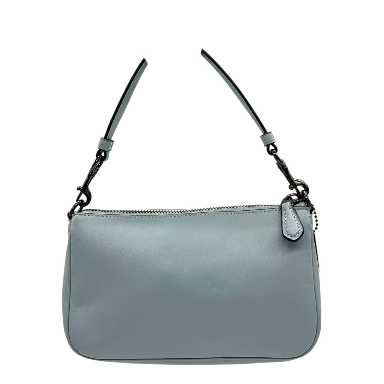 【美品】コーチ ティーローズ フローラル ハンドバッグ 12055 レザー スウェード ライトブルー アクセサリーポーチ リストレット レディース COACH 花柄 エンボス スタッズ グリッター ミニバッグ パーティバッグ s12