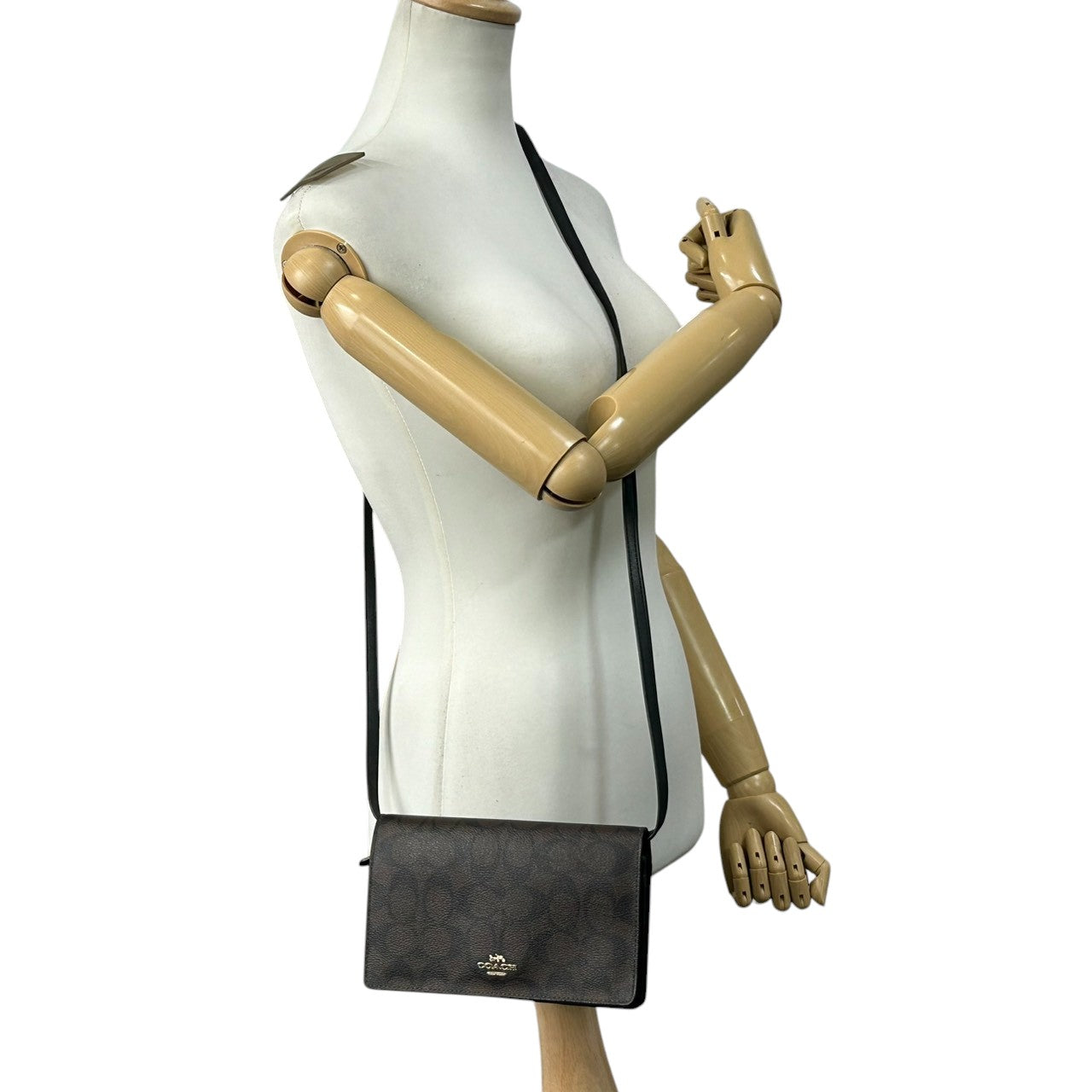 コーチ シグネチャー お財布ショルダーバッグ 76769 PVC レザー ブラウン レディース ポシェット ウォレット 斜め掛け可 クロスボディ ミニバッグ COACH クラシックデザイン ポップアップ メッセンジャー s12