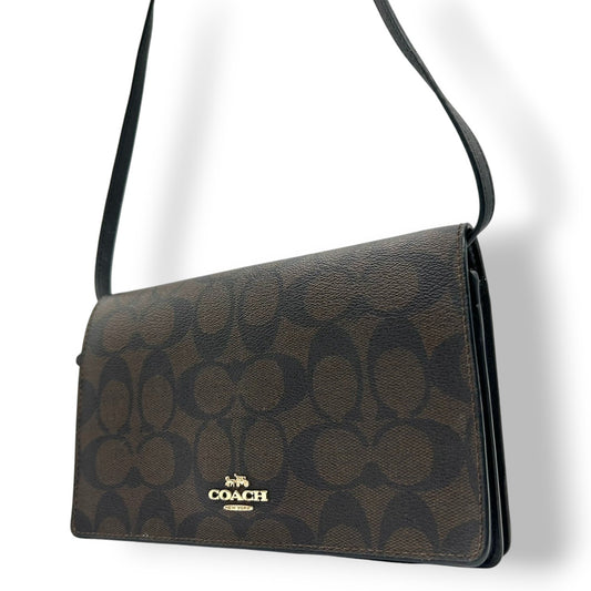 コーチ シグネチャー お財布ショルダーバッグ 76769 PVC レザー ブラウン レディース ポシェット ウォレット 斜め掛け可 クロスボディ ミニバッグ COACH クラシックデザイン ポップアップ メッセンジャー s12