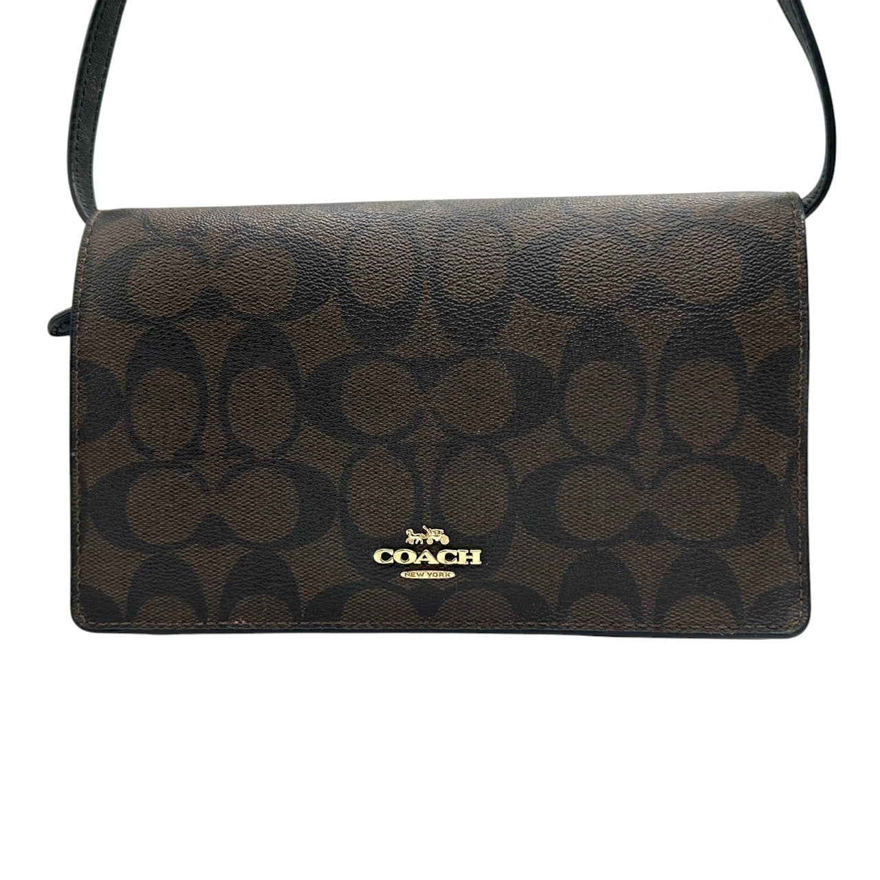 コーチ シグネチャー お財布ショルダーバッグ 76769 PVC レザー ブラウン レディース ポシェット ウォレット 斜め掛け可 クロスボディ ミニバッグ COACH クラシックデザイン ポップアップ メッセンジャー s12
