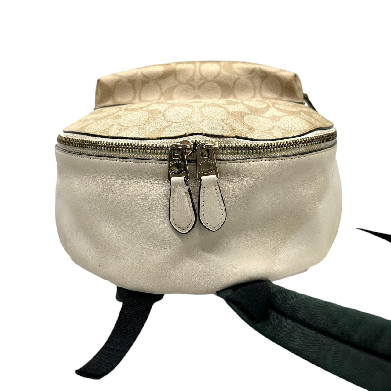 【ハンドル訳あり】コーチ シグネチャー ミディアム チャーリー バックパック F32200 リュック PVC レザー ベージュ ホワイト レディース COACH クラシックデザイン コンパクト デイパック 通勤通学 s6