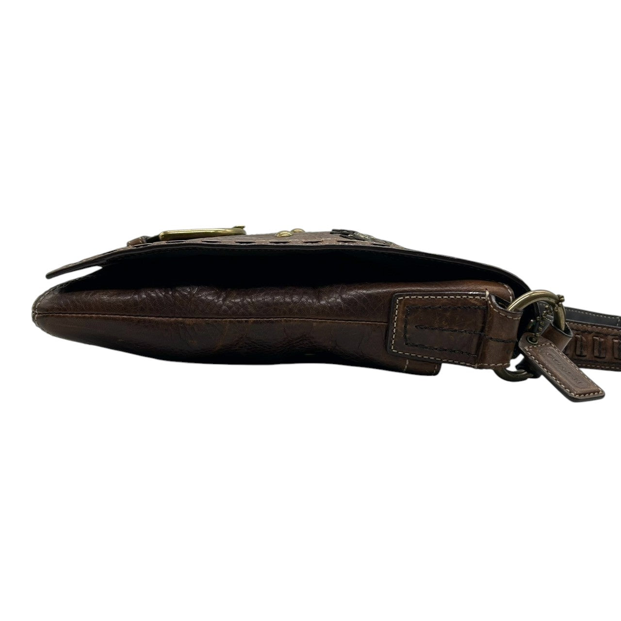 【希少】コーチ ショルダーバッグ 10065 レザー ブラウン スタッズ ビジュー ステッチ 斜め掛け可 A4収納可 メンズ レディース COACH メッセンジャーバッグ ビンテージ ウエスタンデザイン H0693-10065 s6