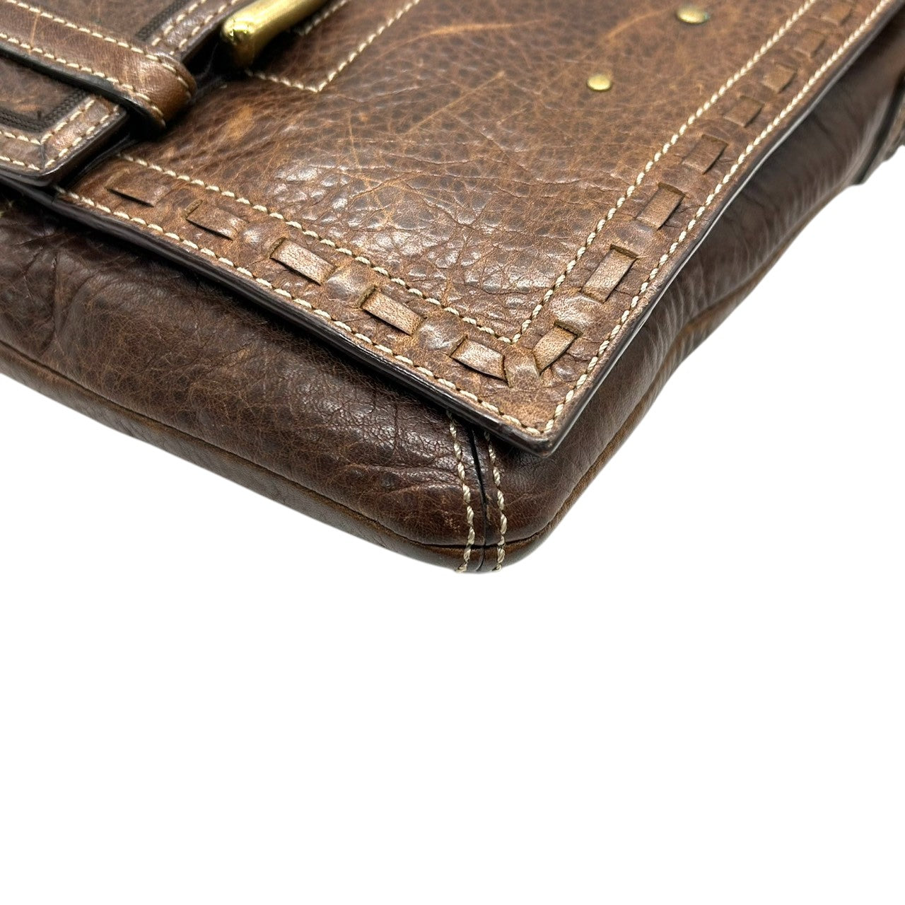 【希少】コーチ ショルダーバッグ 10065 レザー ブラウン スタッズ ビジュー ステッチ 斜め掛け可 A4収納可 メンズ レディース COACH メッセンジャーバッグ ビンテージ ウエスタンデザイン H0693-10065 s6