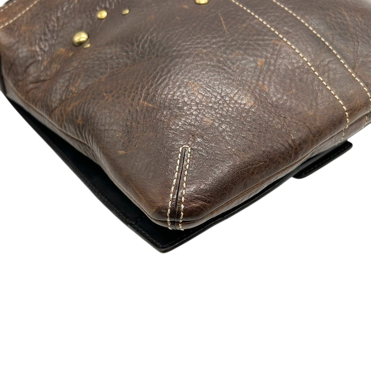 【希少】コーチ ショルダーバッグ 10065 レザー ブラウン スタッズ ビジュー ステッチ 斜め掛け可 A4収納可 メンズ レディース COACH メッセンジャーバッグ ビンテージ ウエスタンデザイン H0693-10065 s6