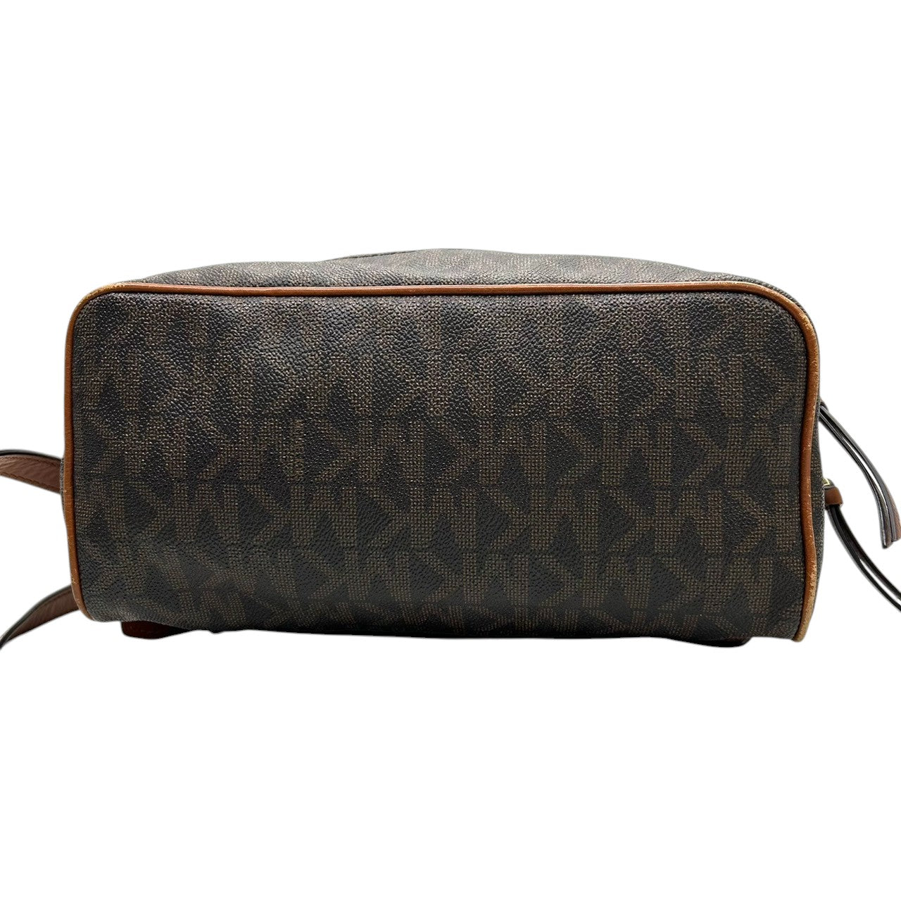 【美品】マイケルコース リアジップ ミディアム バックパック シグネチャー MK柄 リュックサック PVC レザー ブラウン レディース MICHAEL KORS RHEA ZIP 通勤 通学 コンパクトデザイン 人気モデル E10