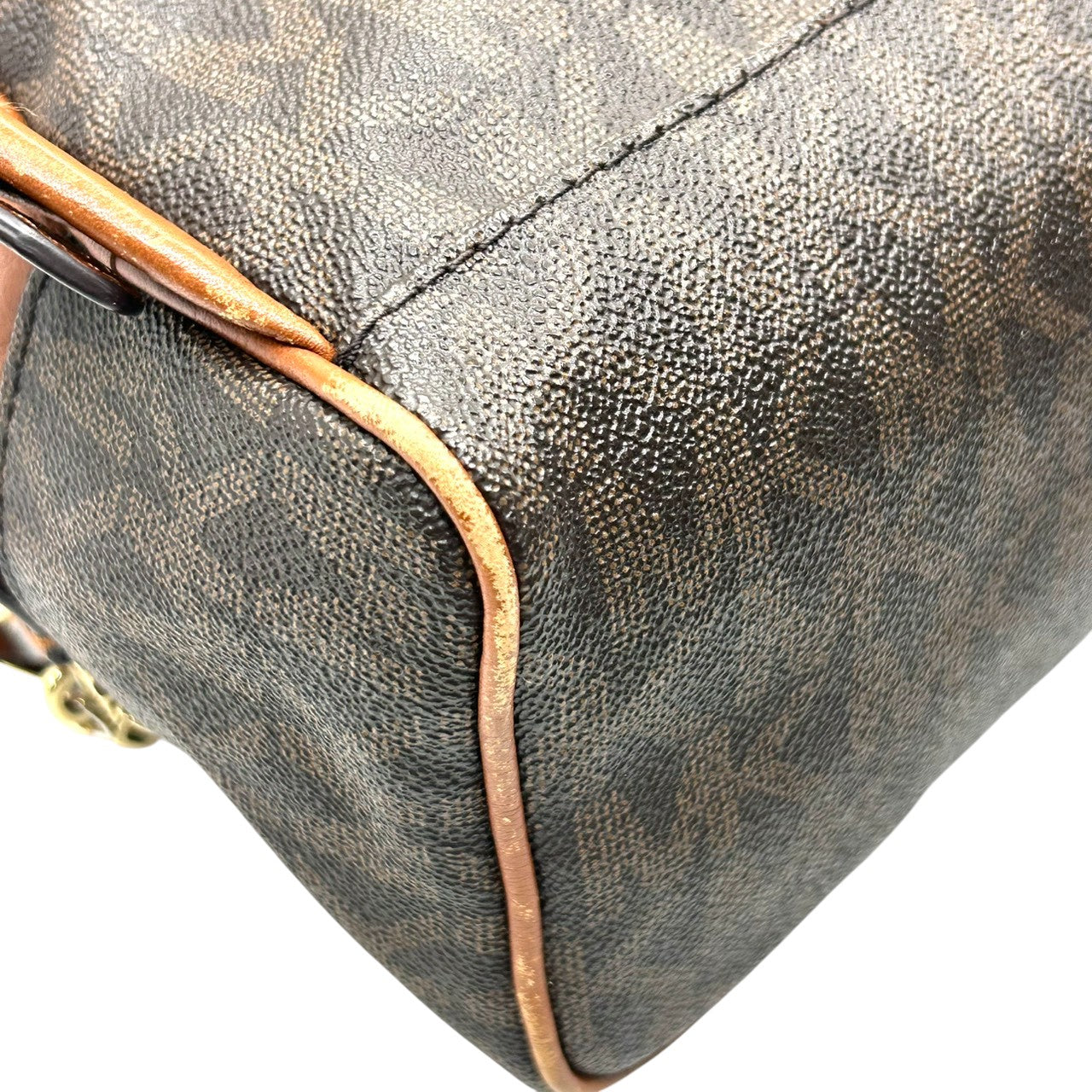 【美品】マイケルコース リアジップ ミディアム バックパック シグネチャー MK柄 リュックサック PVC レザー ブラウン レディース MICHAEL KORS RHEA ZIP 通勤 通学 コンパクトデザイン 人気モデル E10