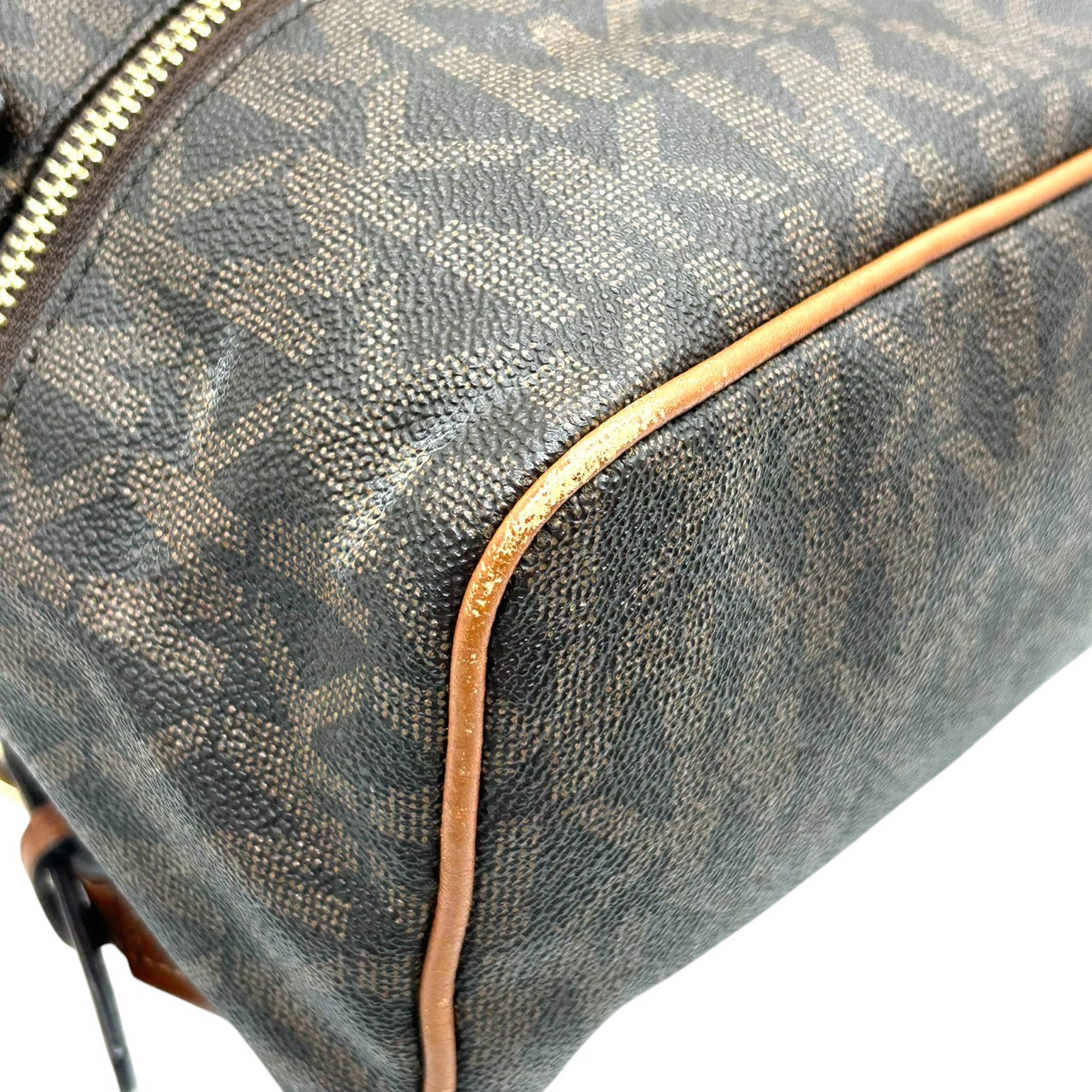 【美品】マイケルコース リアジップ ミディアム バックパック シグネチャー MK柄 リュックサック PVC レザー ブラウン レディース MICHAEL KORS RHEA ZIP 通勤 通学 コンパクトデザイン 人気モデル E10