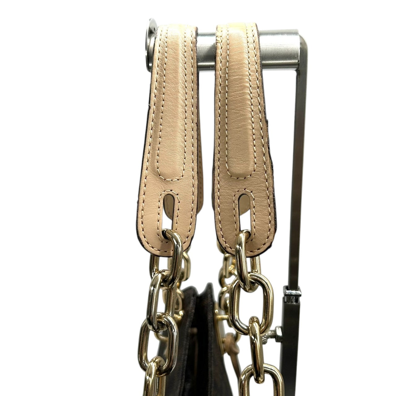 マイケルコース シグネチャー ワンショルダーバッグ PVC レザー ブラウン ゴールドチェーン MKチャーム 肩掛け レディース MICHAEL KORS ホーボーバッグ エレガント 通勤通学 フェミニン 人気モデル E10