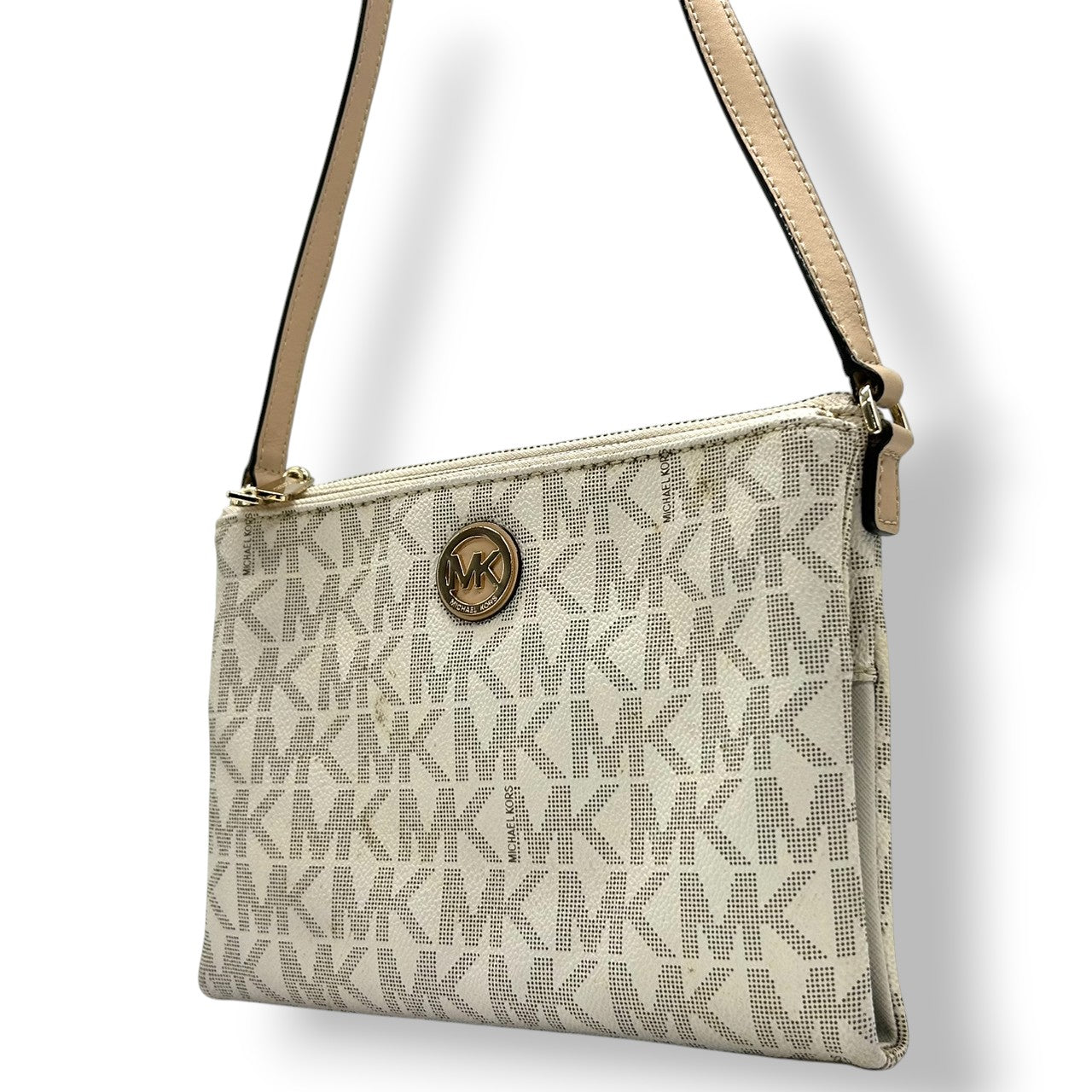 マイケルコース JET SET ITEM ショルダーバッグ シグネチャー PVC レザー ホワイト系 レディース 斜め掛け可 クロスボディ ポシェット ミニバッグ MICHAEL KORS ジェットセットアイテム 定番人気モデル E10