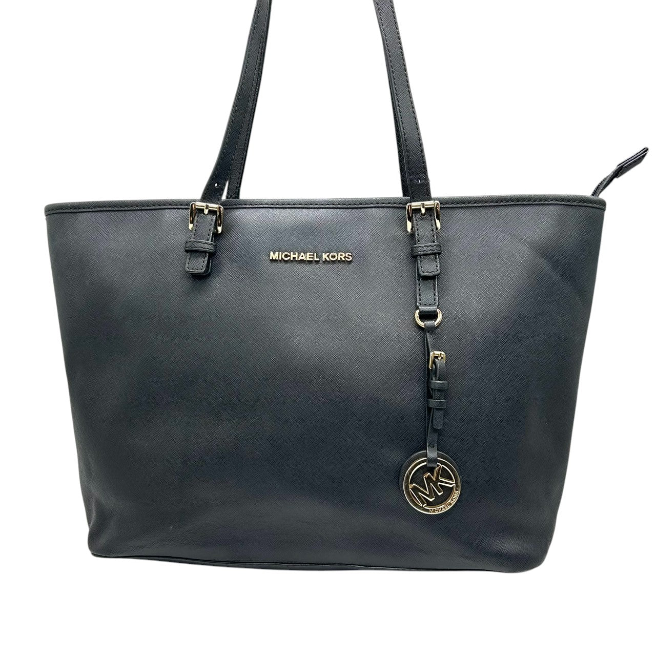 マイケルコース JET SET ITEM トートバッグ A4収納可 肩掛け PVCレザー ブラック レディース MICHAEL KORS ジェットセットアイテム 通勤通学 ビジネス 大容量 MKチャーム ゴールド金具 自立可 s12