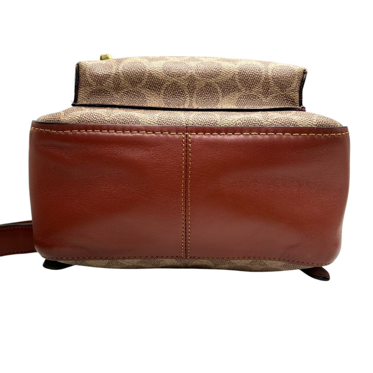 【美品】コーチ アカデミー バックパック シグネチャー 32715 リュックサック PVC レザー ブラウン レディース COACH コンパクト クラシックデザイン ターンロック A1977-32715 レトロ デイパック s6