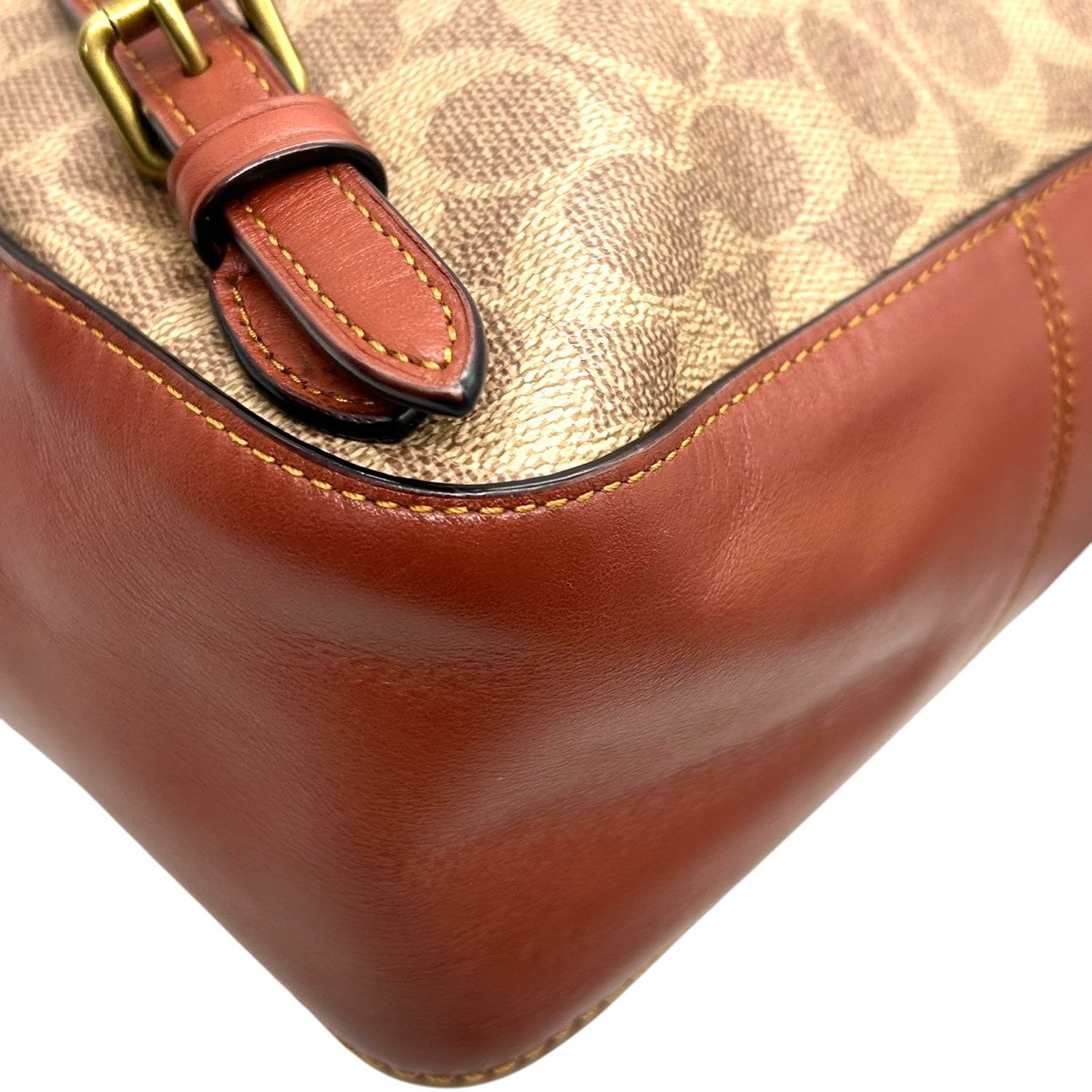 【美品】コーチ アカデミー バックパック シグネチャー 32715 リュックサック PVC レザー ブラウン レディース COACH コンパクト クラシックデザイン ターンロック A1977-32715 レトロ デイパック s6