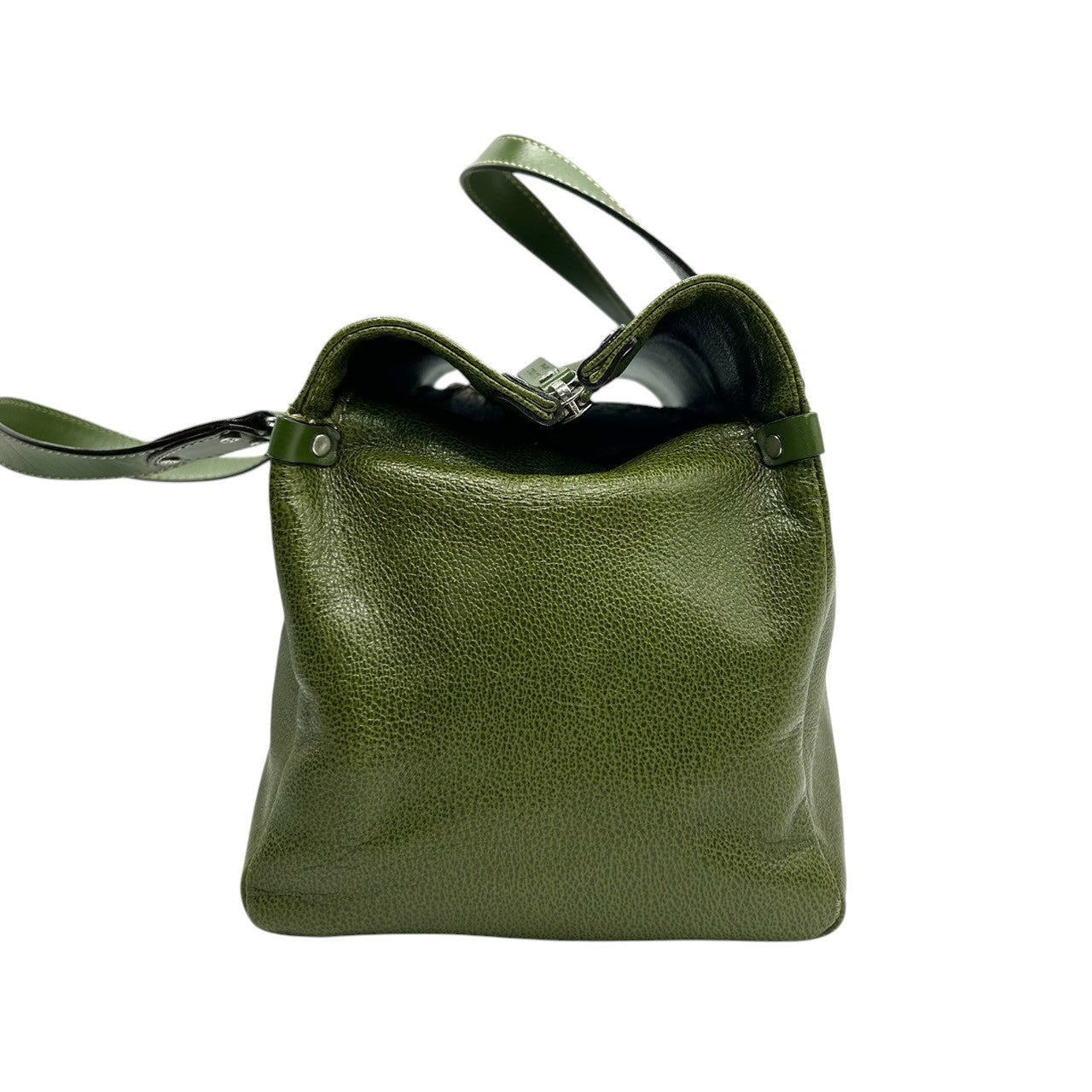 【美品】ケイトスペード レザー ハンドバッグ ミニボストンバッグ グリーン系 ラインストーン レディース kate spade new york エレガント クラシック シボ革 本革 肩掛け 自立可 上品なデザイン s84