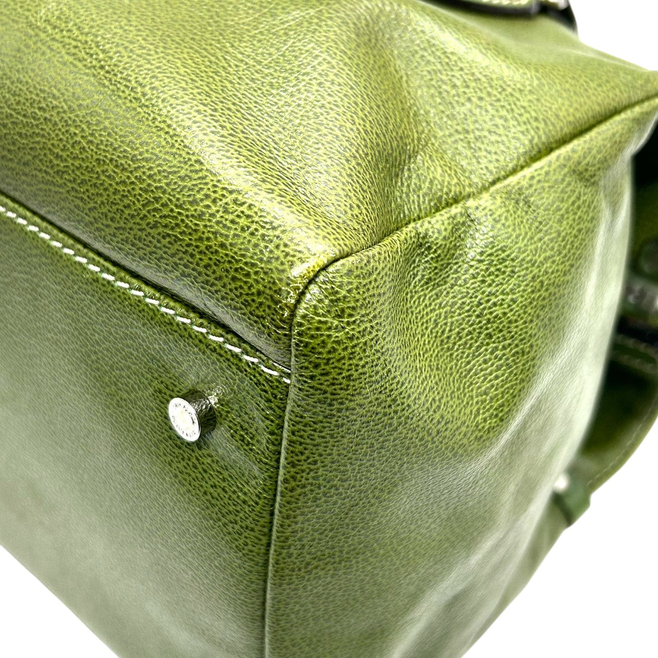 【美品】ケイトスペード レザー ハンドバッグ ミニボストンバッグ グリーン系 ラインストーン レディース kate spade new york エレガント クラシック シボ革 本革 肩掛け 自立可 上品なデザイン s84