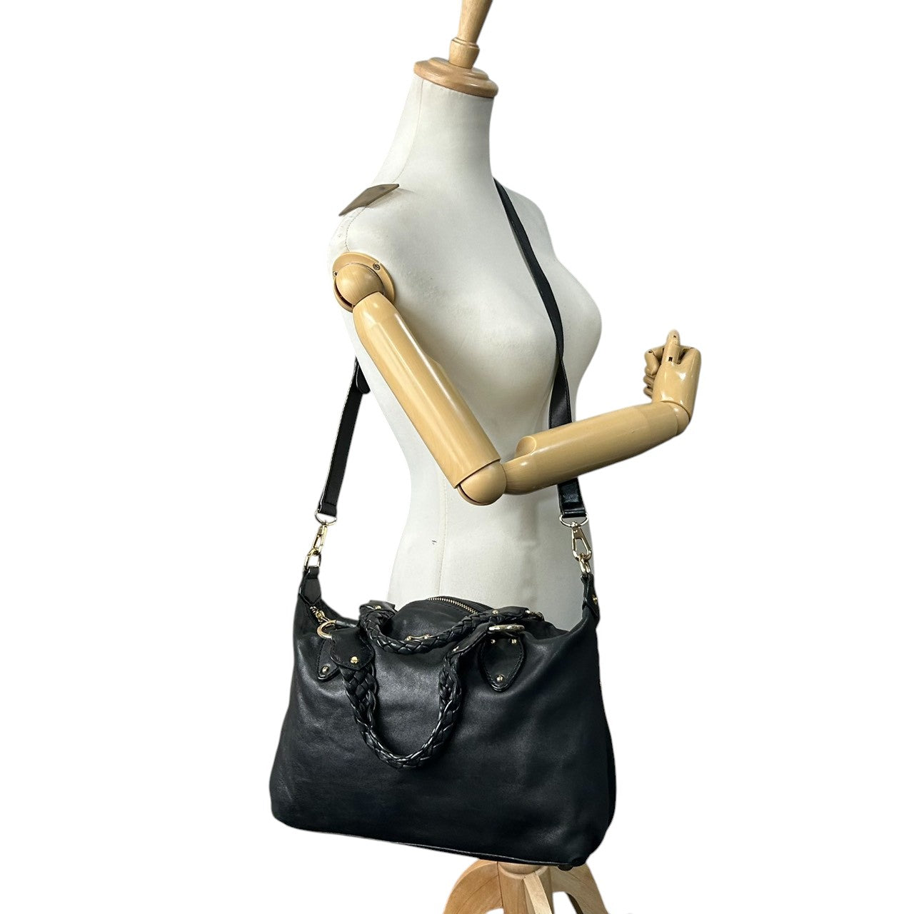 マイケルコース 2WAY ハンドバッグ ショルダーバッグ レザー 本革 ブラック 編み込みハンドル レディース 斜め掛け可 MICHAEL KORS ミニボストン ゴールド金具 ロゴプレート エレガント フェミニン 通勤通学デザイン U6