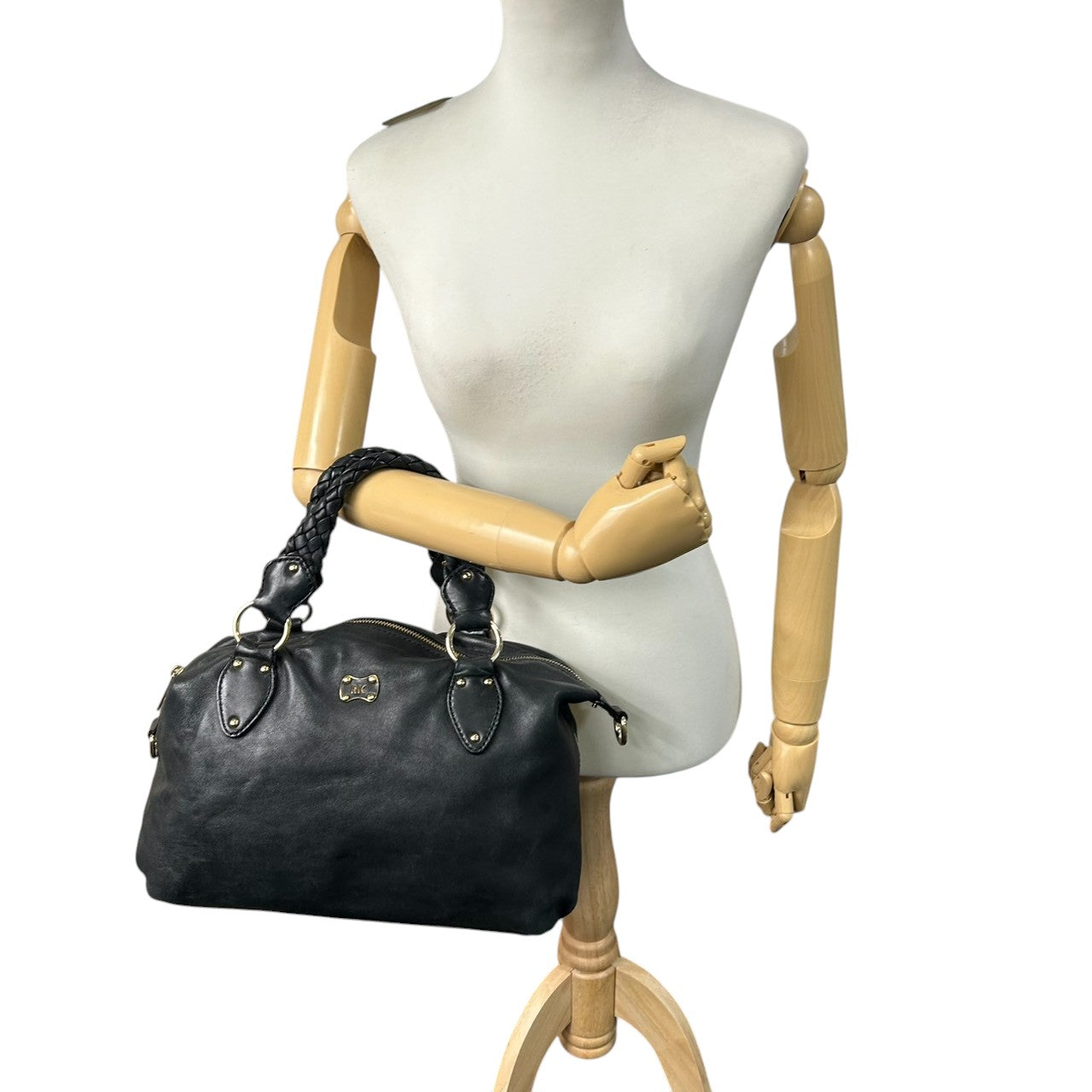 マイケルコース 2WAY ハンドバッグ ショルダーバッグ レザー 本革 ブラック 編み込みハンドル レディース 斜め掛け可 MICHAEL KORS ミニボストン ゴールド金具 ロゴプレート エレガント フェミニン 通勤通学デザイン U6