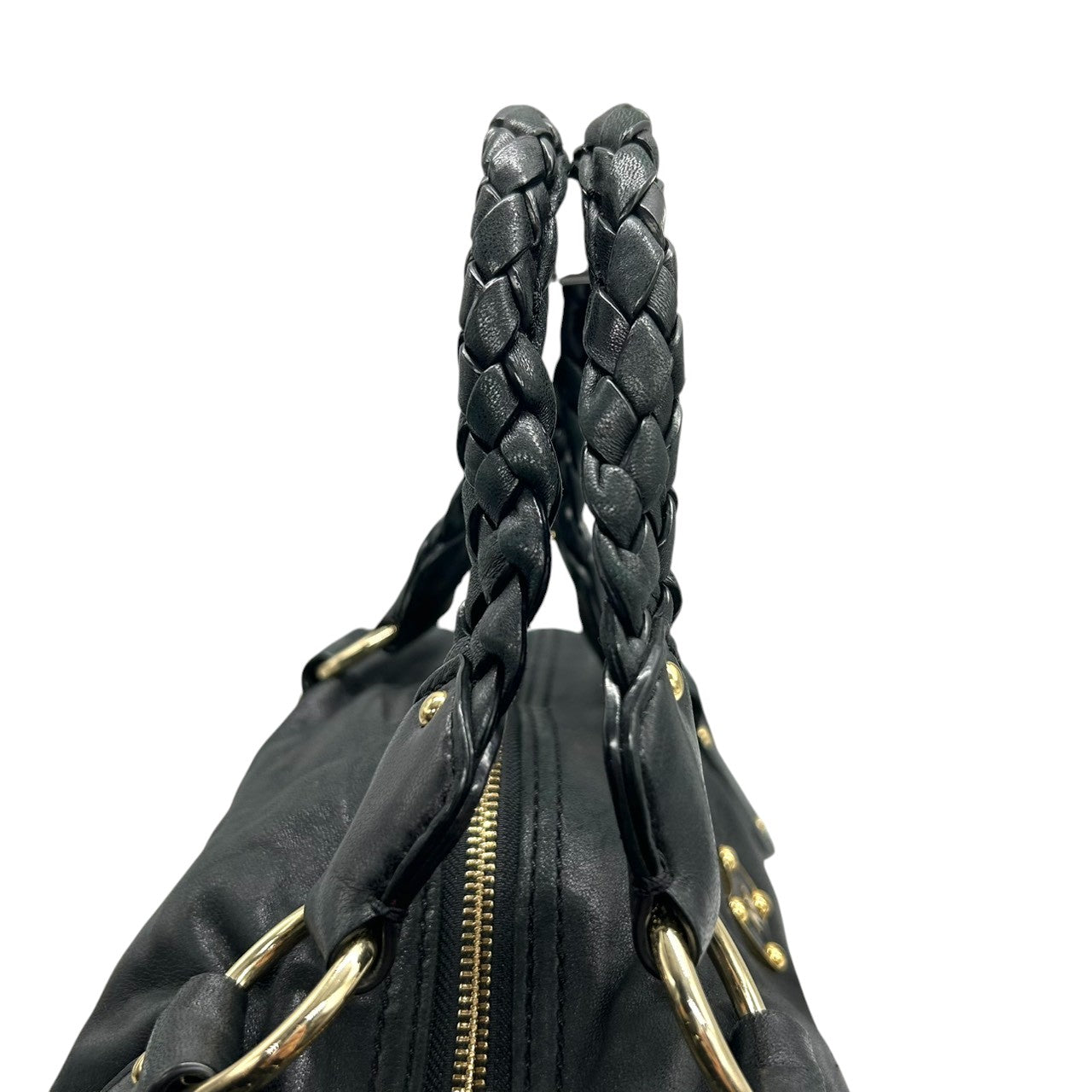 マイケルコース 2WAY ハンドバッグ ショルダーバッグ レザー 本革 ブラック 編み込みハンドル レディース 斜め掛け可 MICHAEL KORS ミニボストン ゴールド金具 ロゴプレート エレガント フェミニン 通勤通学デザイン U6