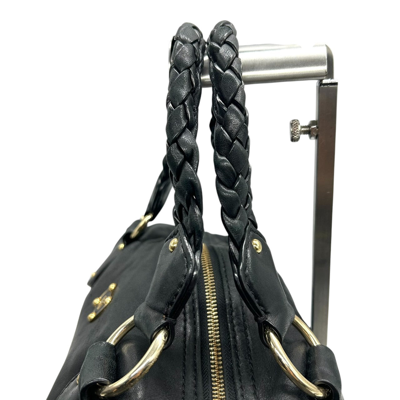 マイケルコース 2WAY ハンドバッグ ショルダーバッグ レザー 本革 ブラック 編み込みハンドル レディース 斜め掛け可 MICHAEL KORS ミニボストン ゴールド金具 ロゴプレート エレガント フェミニン 通勤通学デザイン U6