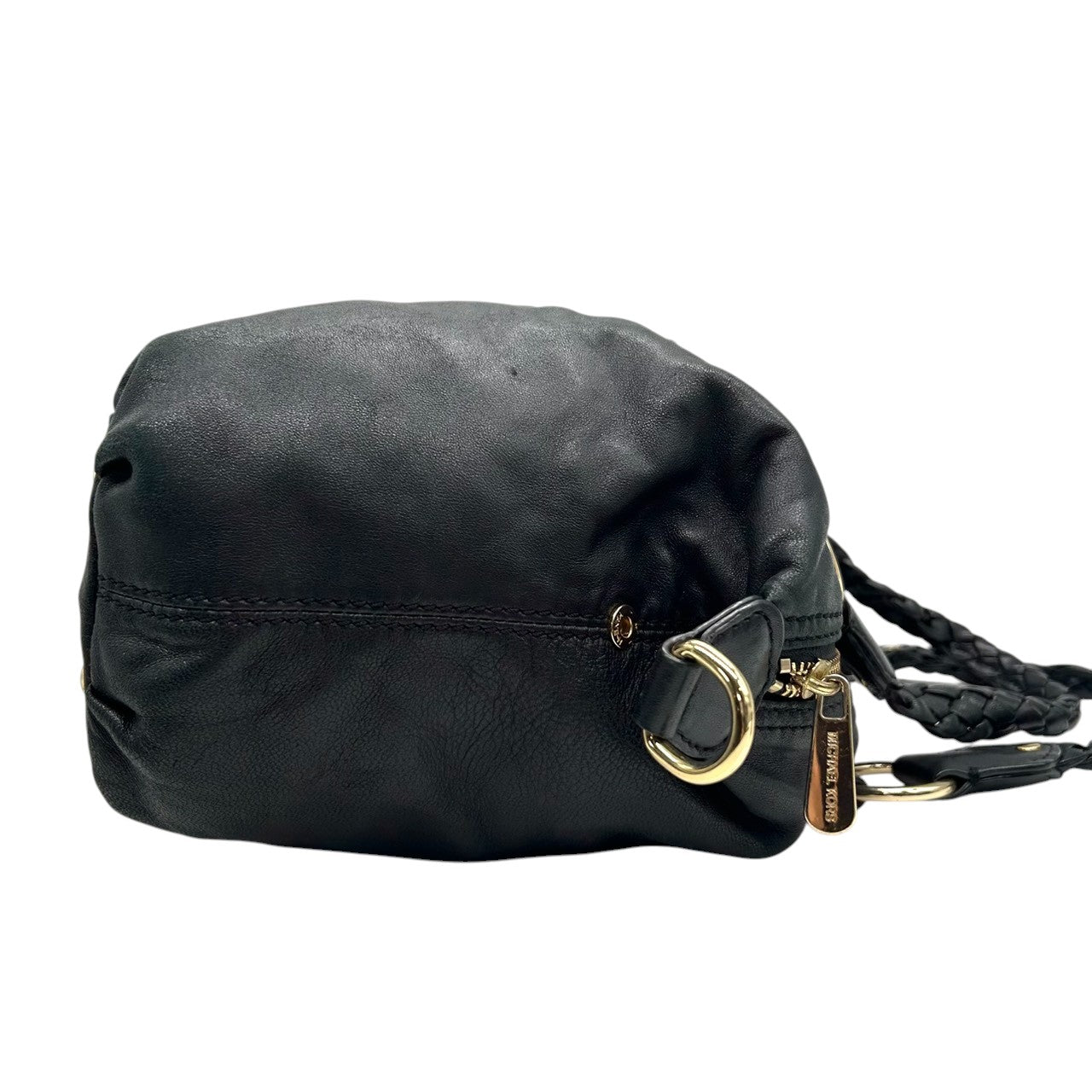 マイケルコース 2WAY ハンドバッグ ショルダーバッグ レザー 本革 ブラック 編み込みハンドル レディース 斜め掛け可 MICHAEL KORS ミニボストン ゴールド金具 ロゴプレート エレガント フェミニン 通勤通学デザイン U6