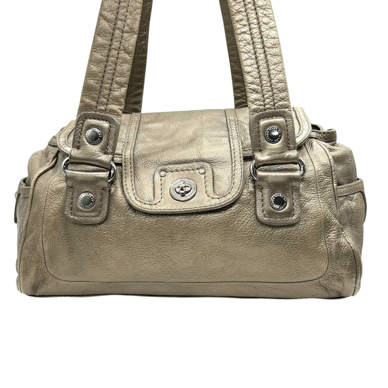 マークバイマークジェイコブス レザー ハンドバッグ ショルダーバッグ メタリックブロンズ 本革 レディース 肩掛け ワンショルダー ターンロック 大容量 通勤通学 MARC BY MARC JACOBS エレガントデザイン U6