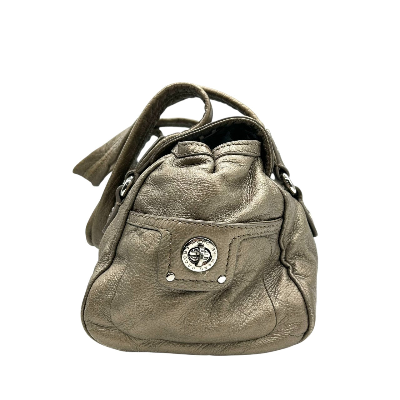 マークバイマークジェイコブス レザー ハンドバッグ ショルダーバッグ メタリックブロンズ 本革 レディース 肩掛け ワンショルダー ターンロック 大容量 通勤通学 MARC BY MARC JACOBS エレガントデザイン U6