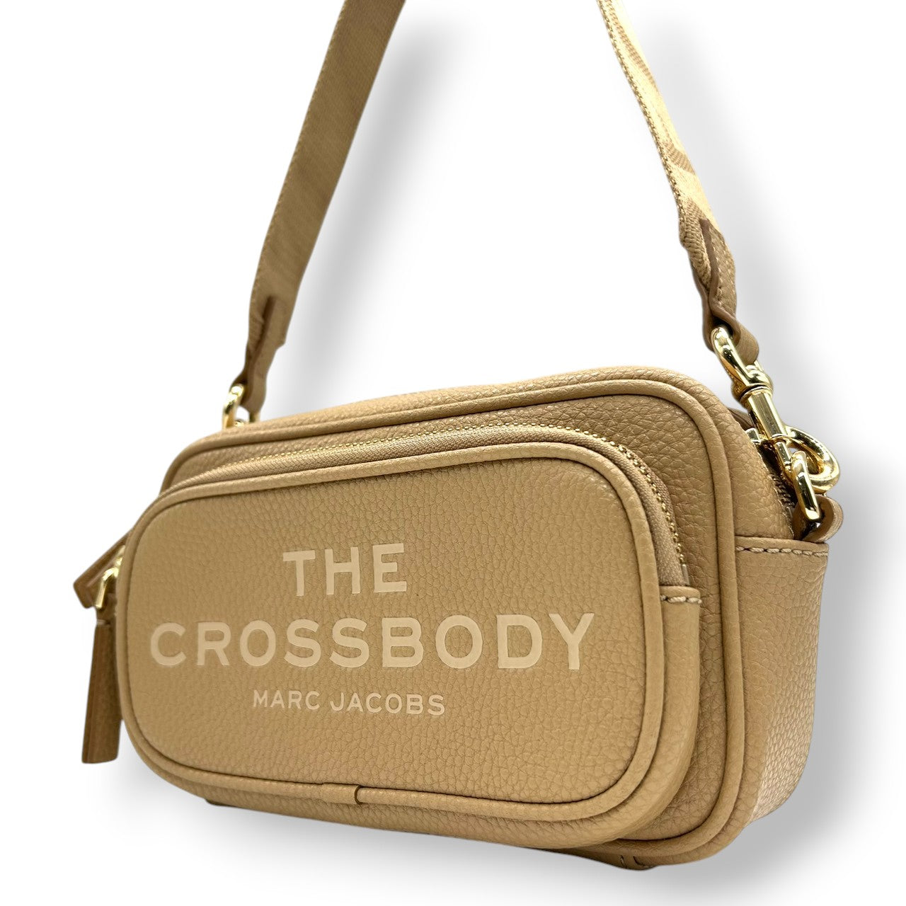 【未使用品／極美品】マークジェイコブス THE CROSSBODY ショルダーバッグ レザー ベージュ レディース MARC JACOBS 斜め掛け カメラバッグ ポシェット コンパクト 新品同様 現行人気モデル H107L01FA21 U5