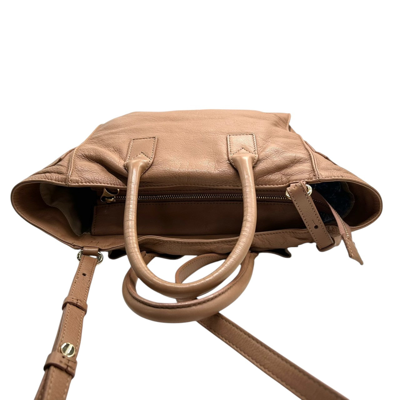 【美品／付属品完備】シーバイクロエ APRIL 2WAY ハンドバッグ ショルダーバッグ レザー バイカラー A4可 レディース 斜め掛け可 SEE BY CHLOE ピンクベージュ 大容量 ロゴプレート 通勤通学 エレガント U7