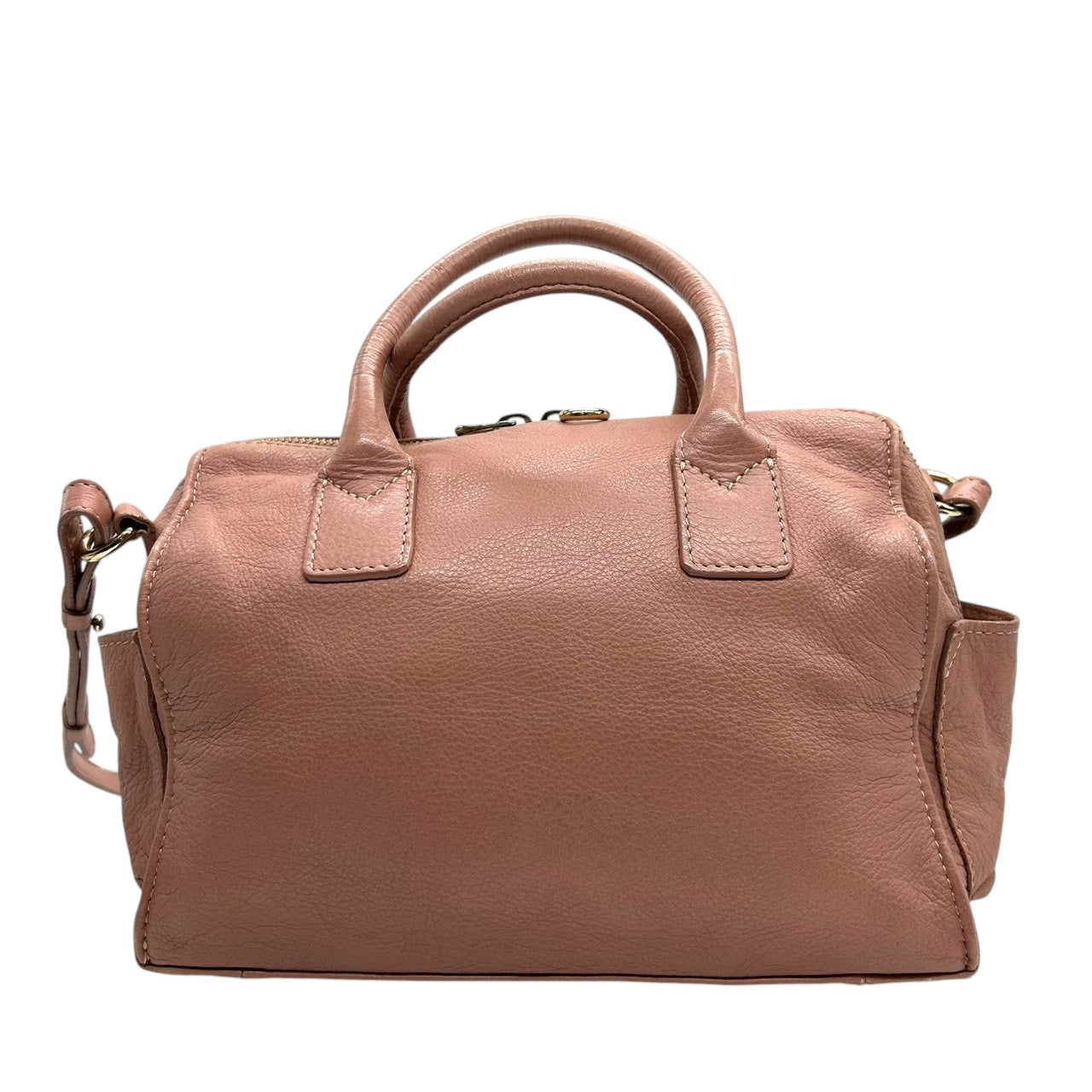 【美品】シーバイクロエ APRIL 2WAY ハンドバッグ ショルダーバッグ レザー バイカラー ピンクベージュ レディース 斜め掛け可 SEE BY CHLOE エイプリル ロゴプレート エレガント フェミニン コンパクトデザイン U9