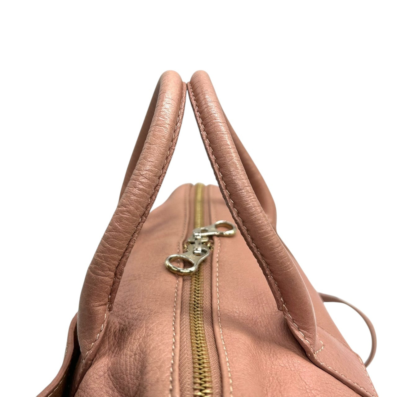 【美品】シーバイクロエ APRIL 2WAY ハンドバッグ ショルダーバッグ レザー バイカラー ピンクベージュ レディース 斜め掛け可 SEE BY CHLOE エイプリル ロゴプレート エレガント フェミニン コンパクトデザイン U9