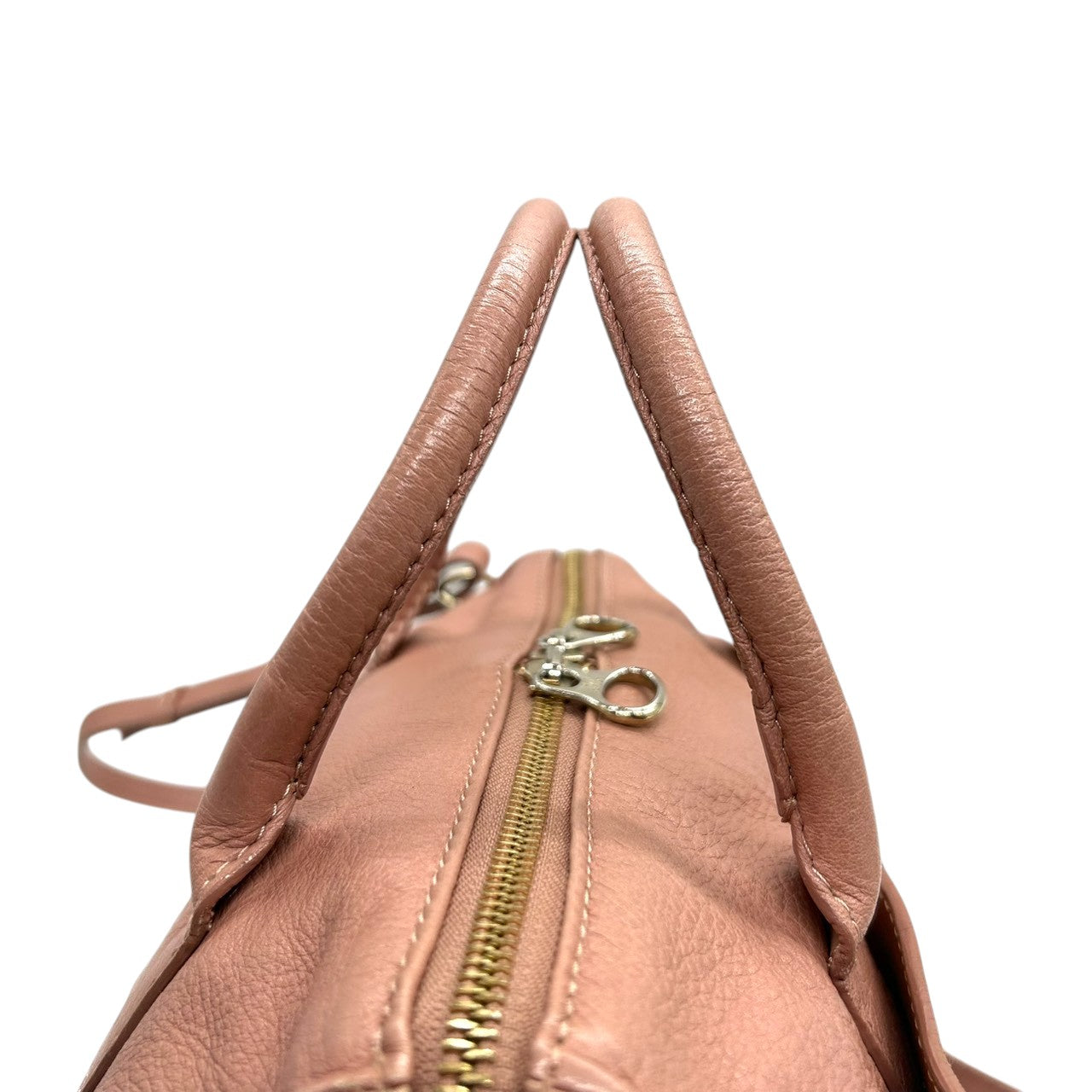 【美品】シーバイクロエ APRIL 2WAY ハンドバッグ ショルダーバッグ レザー バイカラー ピンクベージュ レディース 斜め掛け可 SEE BY CHLOE エイプリル ロゴプレート エレガント フェミニン コンパクトデザイン U9