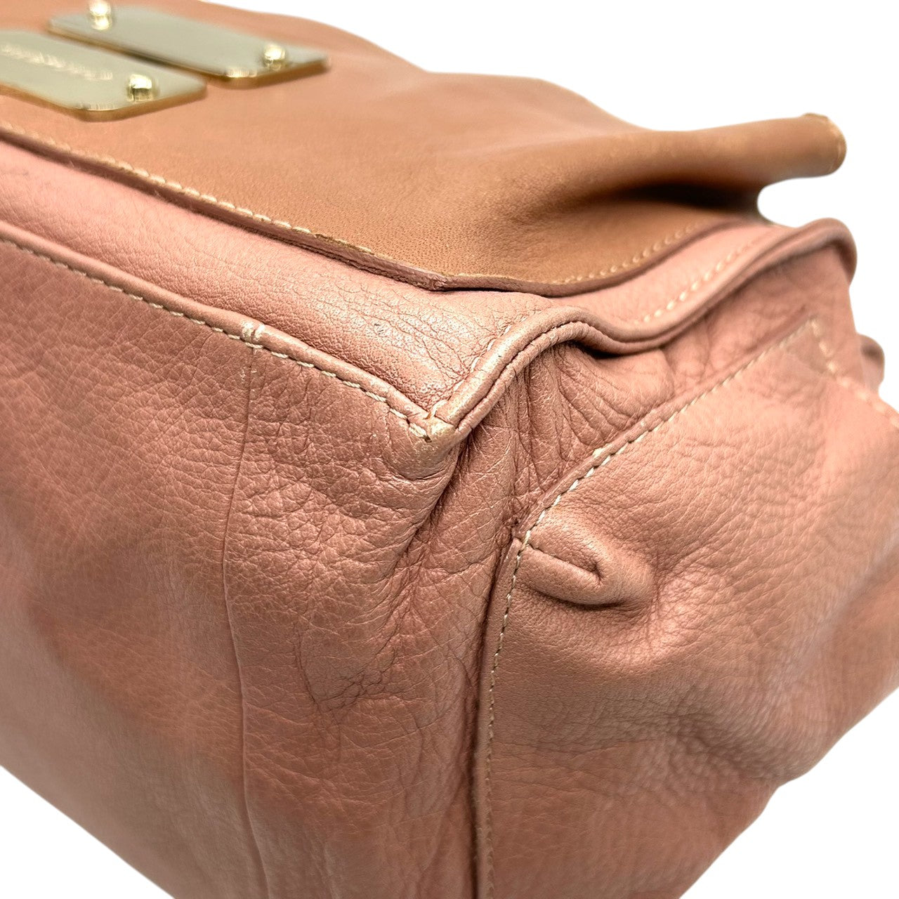 【美品】シーバイクロエ APRIL 2WAY ハンドバッグ ショルダーバッグ レザー バイカラー ピンクベージュ レディース 斜め掛け可 SEE BY CHLOE エイプリル ロゴプレート エレガント フェミニン コンパクトデザイン U9