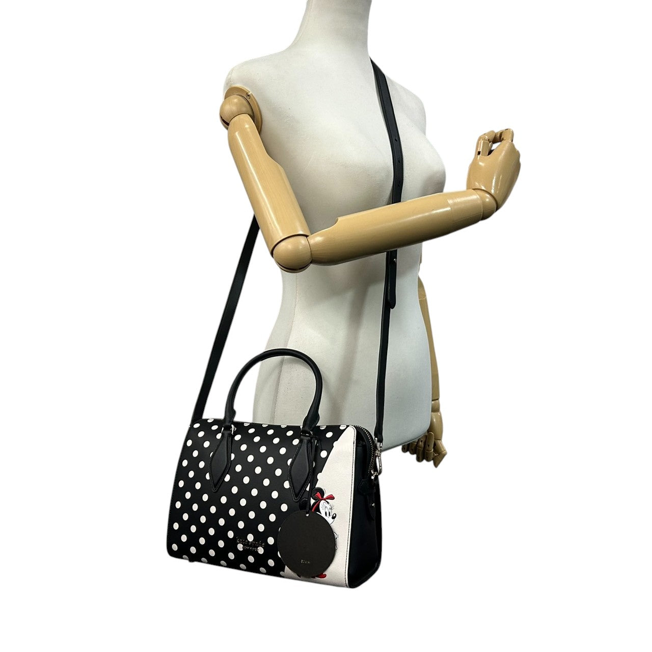 【未使用級／極美品】ケイトスペード ディズニー ミニーマウス コラボ 2WAY ハンドバッグ WKRU6606 ドット柄 レディース 斜め掛け可 自立可 kate spade new york x Disney ショルダーバッグ 限定 希少 H