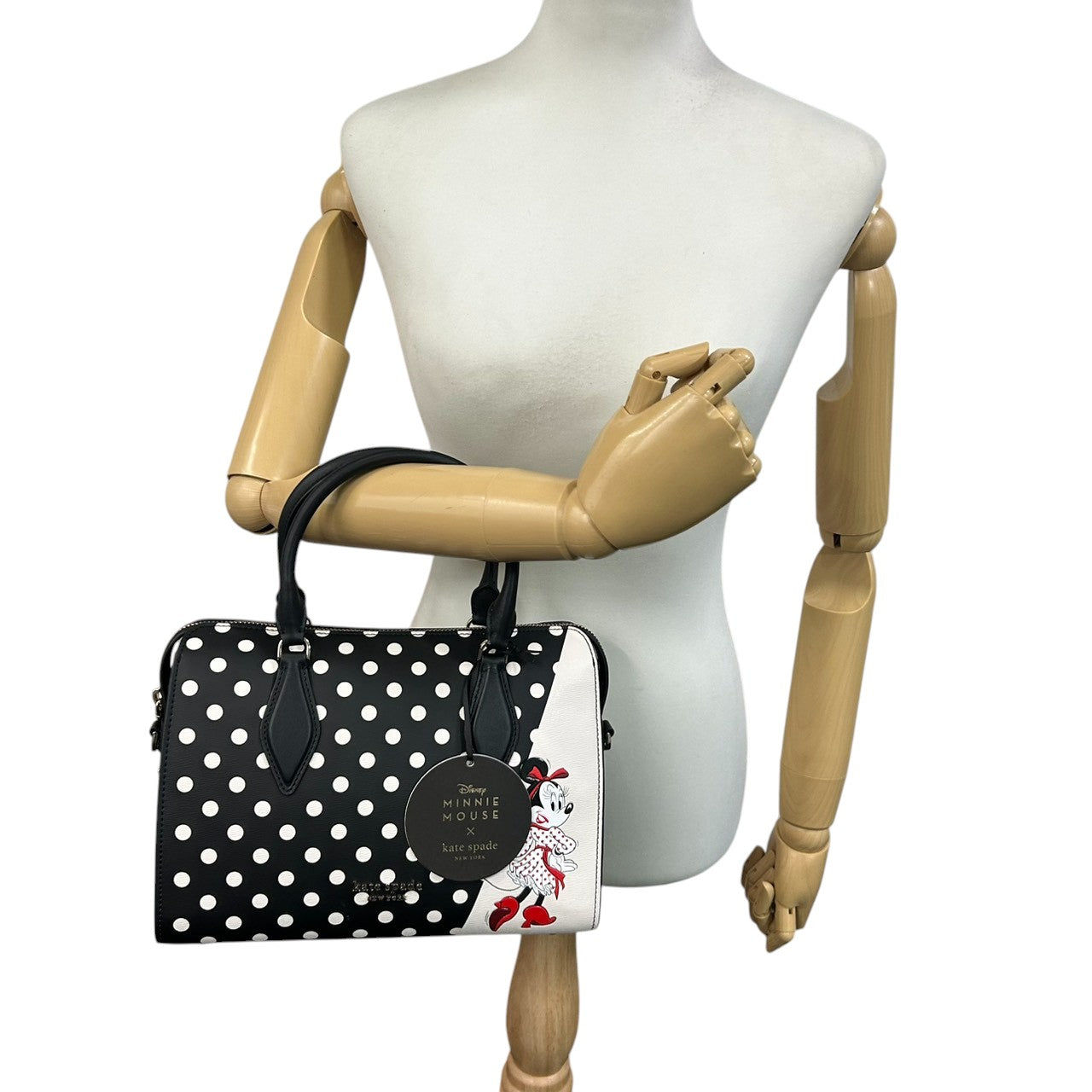 【未使用級／極美品】ケイトスペード ディズニー ミニーマウス コラボ 2WAY ハンドバッグ WKRU6606 ドット柄 レディース 斜め掛け可 自立可 kate spade new york x Disney ショルダーバッグ 限定 希少 H