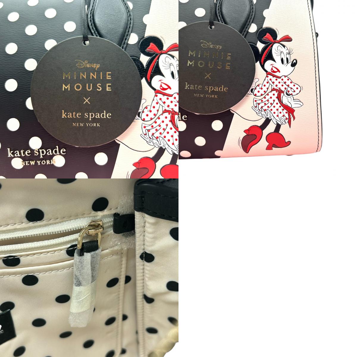 【未使用級／極美品】ケイトスペード ディズニー ミニーマウス コラボ 2WAY ハンドバッグ WKRU6606 ドット柄 レディース 斜め掛け可 自立可 kate spade new york x Disney ショルダーバッグ 限定 希少 H