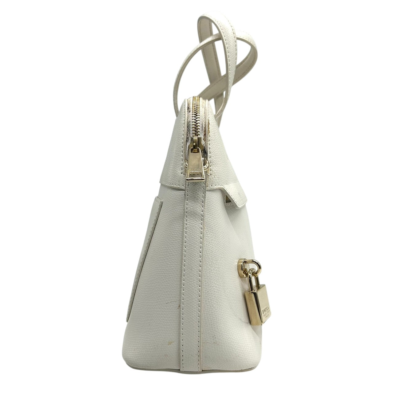 フルラ パイパー 2WAY ハンドバッグ ショルダーバッグ レザー ホワイト 白 レディース FURLA PIPER 斜め掛け可 クロスボディ ドーム型 カデナ 南京錠付き エレガント 定番人気モデル 自立可 s43