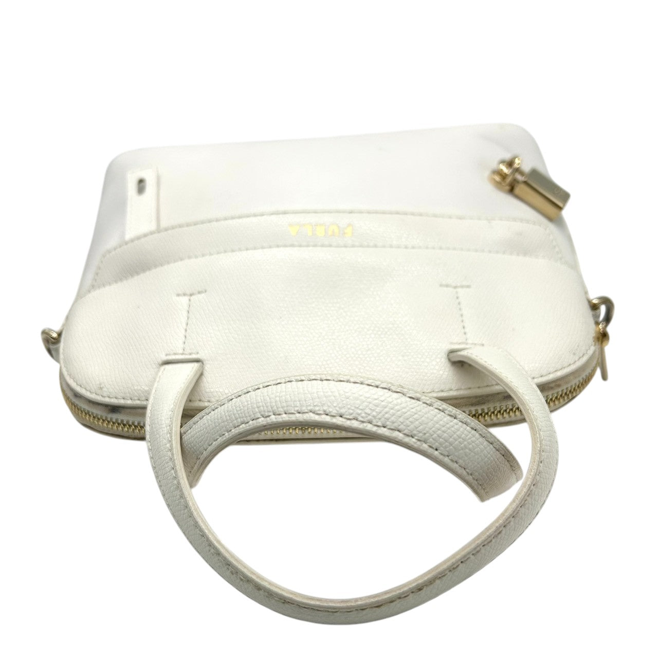 フルラ パイパー 2WAY ハンドバッグ ショルダーバッグ レザー ホワイト 白 レディース FURLA PIPER 斜め掛け可 クロスボディ ドーム型 カデナ 南京錠付き エレガント 定番人気モデル 自立可 s43