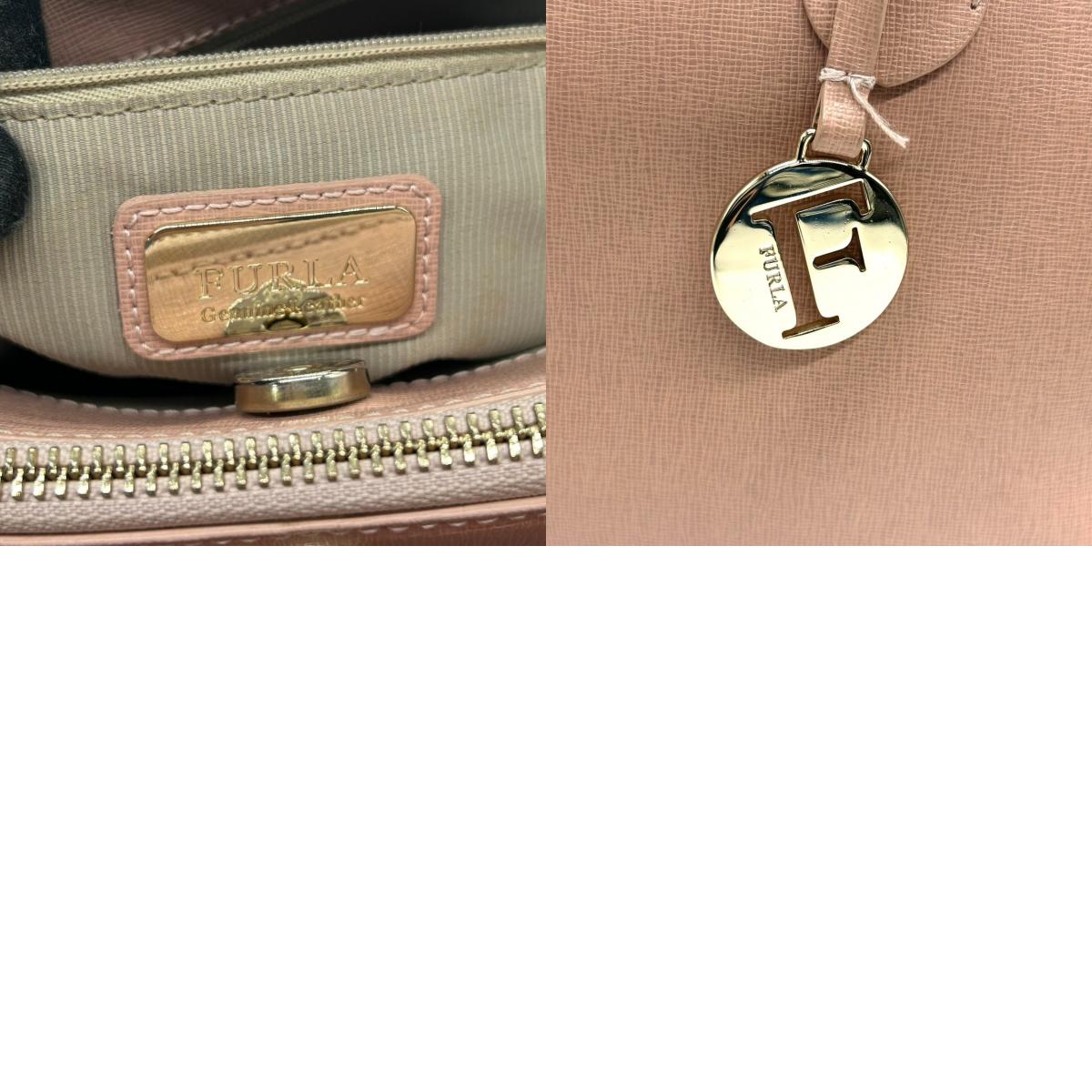 【美品】フルラ テッサ 2WAY ハンドバッグ ショルダーバッグ A4可 レザー ピンクベージュ レディース FURLA TESSA 斜め掛け可 通勤通学 ビジネス 自立可 Fチャーム付き エレガント フェミニン 人気モデル s43