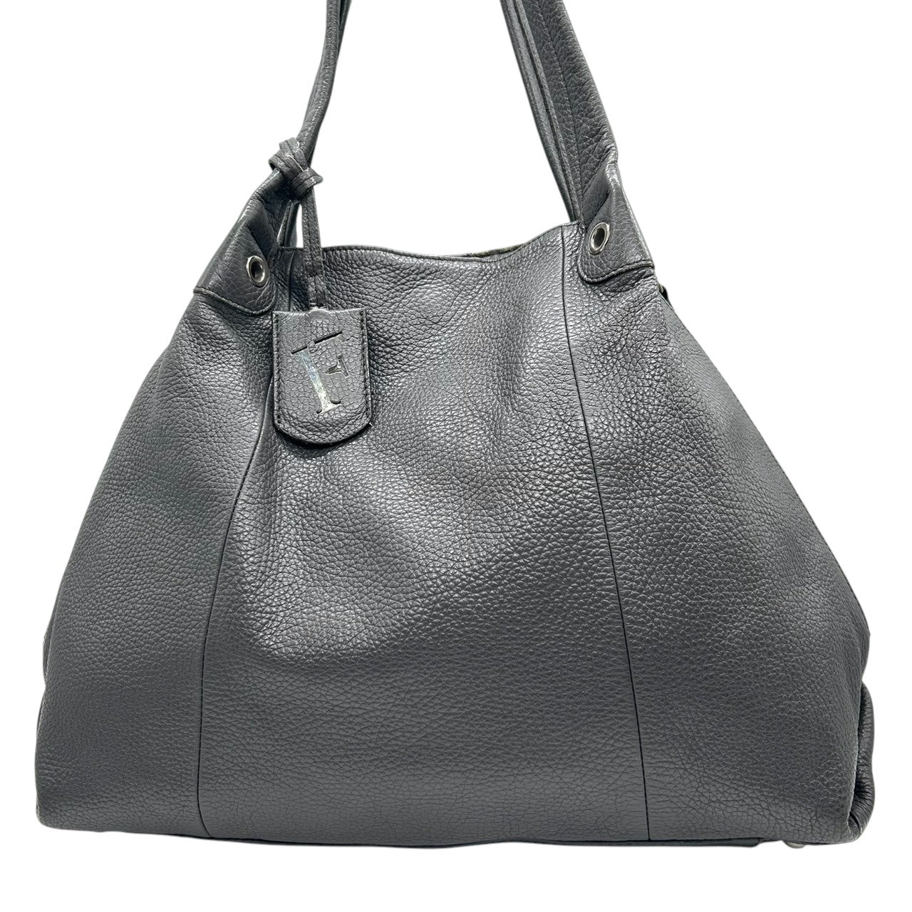 【美品】フルラ リンダ レザー トートバッグ ハンドバッグ A4可 PC収納可 肩掛け ワンショルダー グレー グレージュ レディース FURLA 通勤通学 ビジネス 大容量 Fチャーム付き 自立可 エレガント 人気モデル 上品 u14