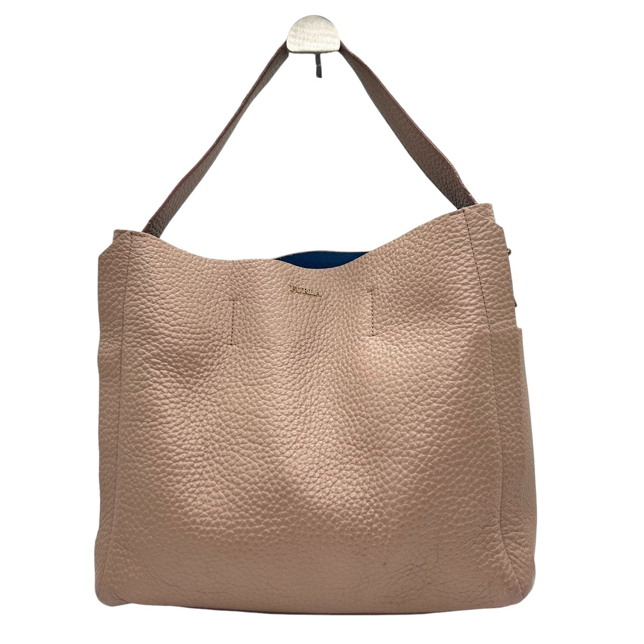 【美品】フルラ カプリッチョ 2WAY ショルダーバッグ ハンドバッグ レザー ピンクベージュ レディース A4可 FURLA CAPRICCIO ワンショルダー 斜め掛け可 通勤通学 大容量 バイカラーデザイン エレガント U9